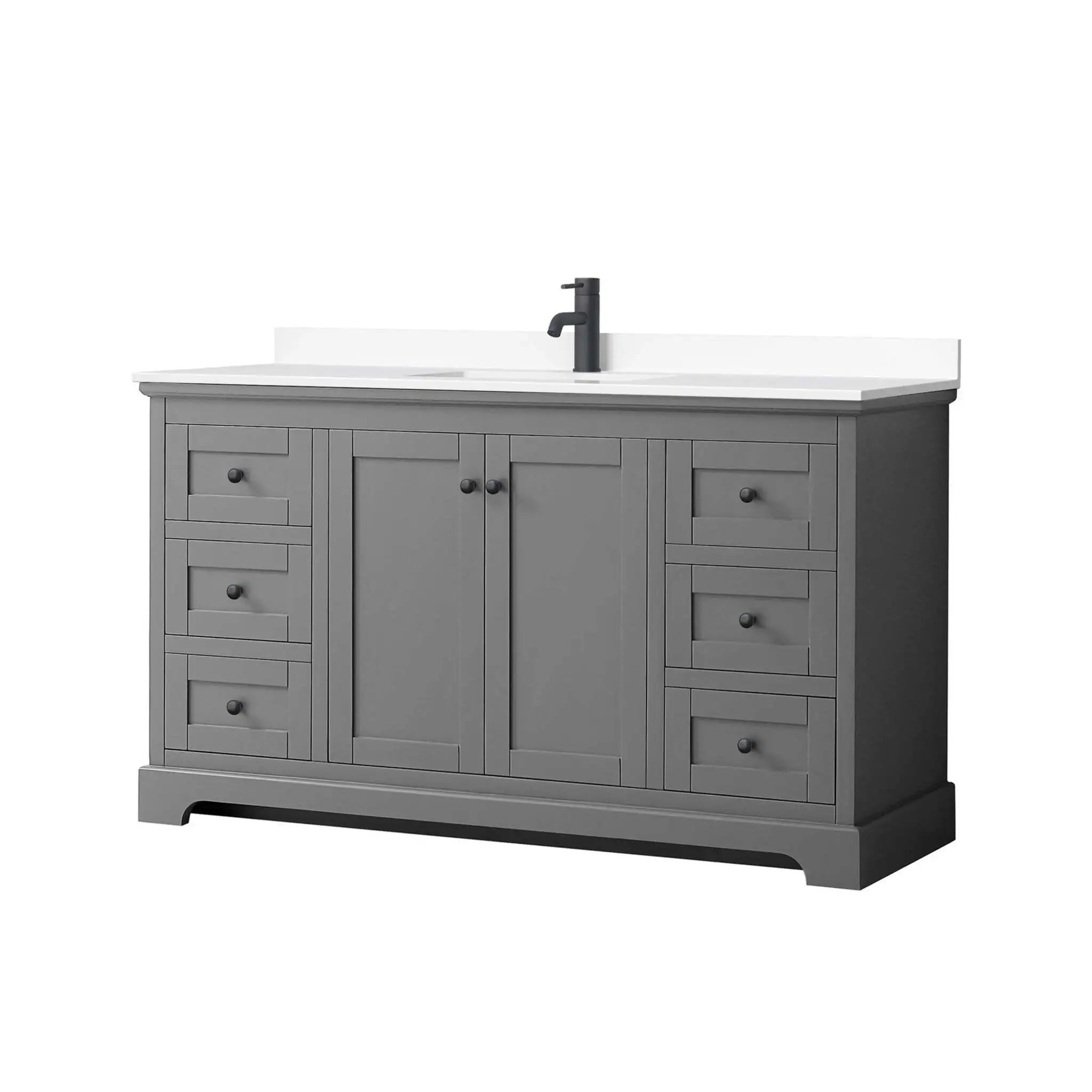 60" Avery Single Bathroom Vanity in Dark Gray with Matte Black Trim by Wyndham