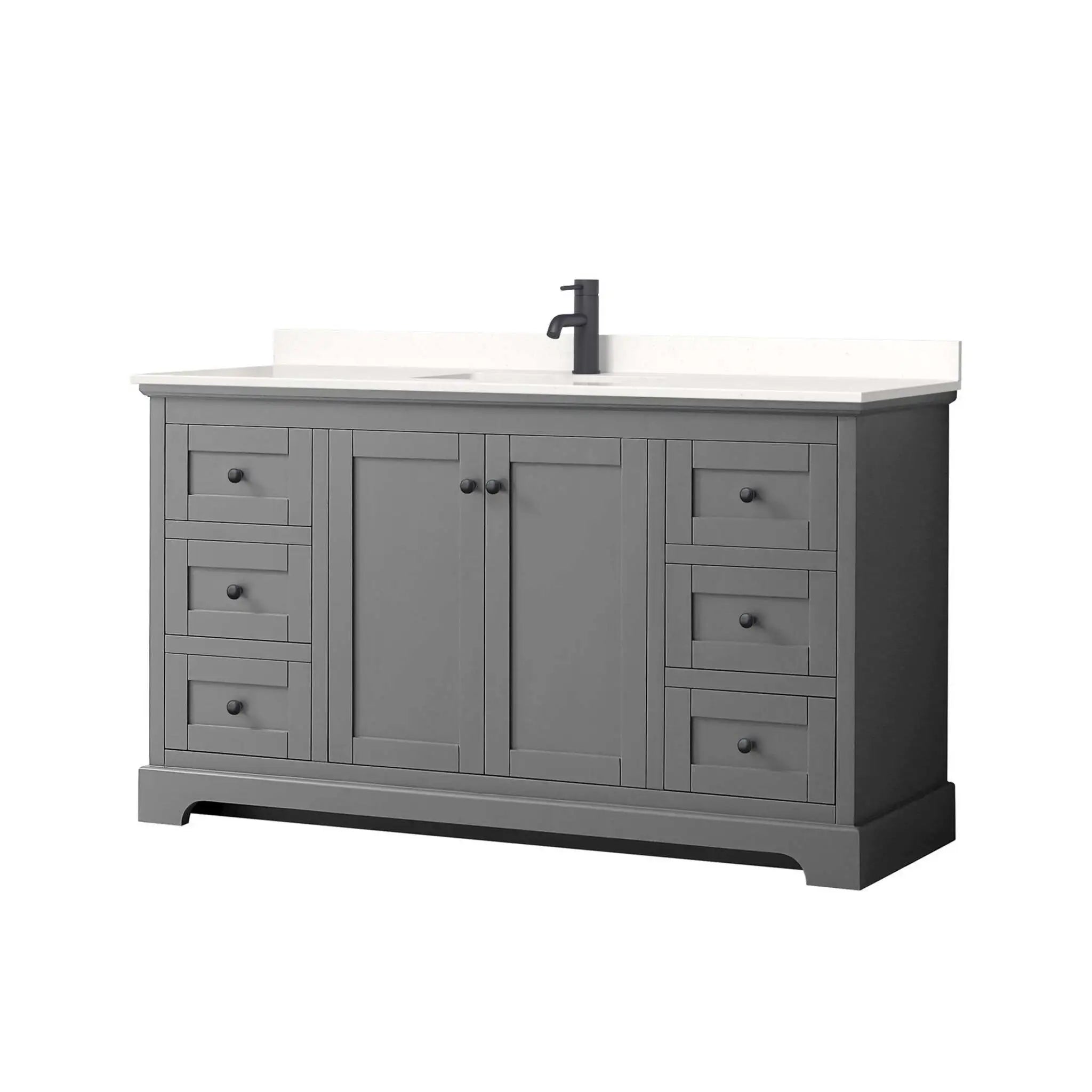 60" Avery Single Bathroom Vanity in Dark Gray with Matte Black Trim by Wyndham