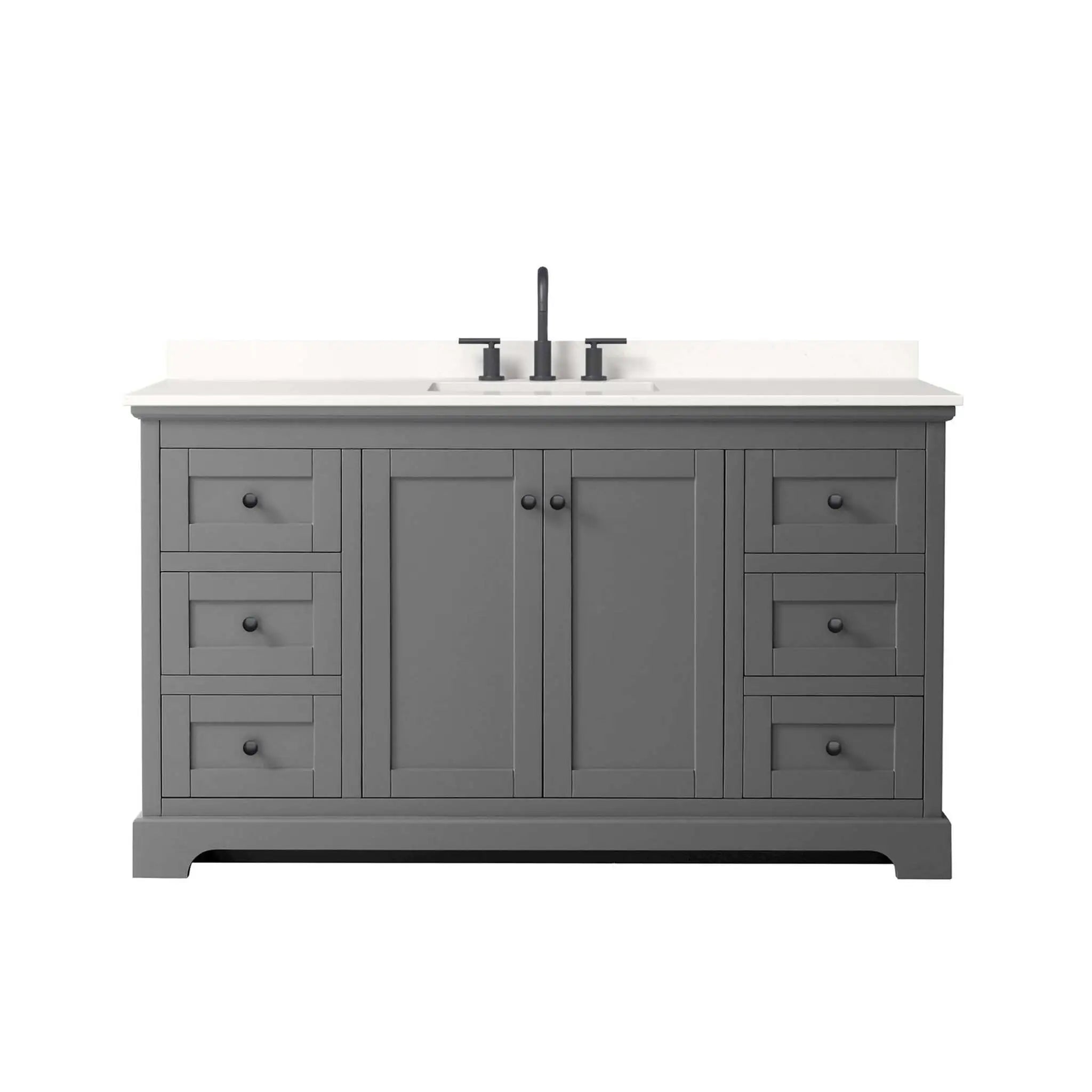 60" Avery Single Bathroom Vanity in Dark Gray with Matte Black Trim by Wyndham