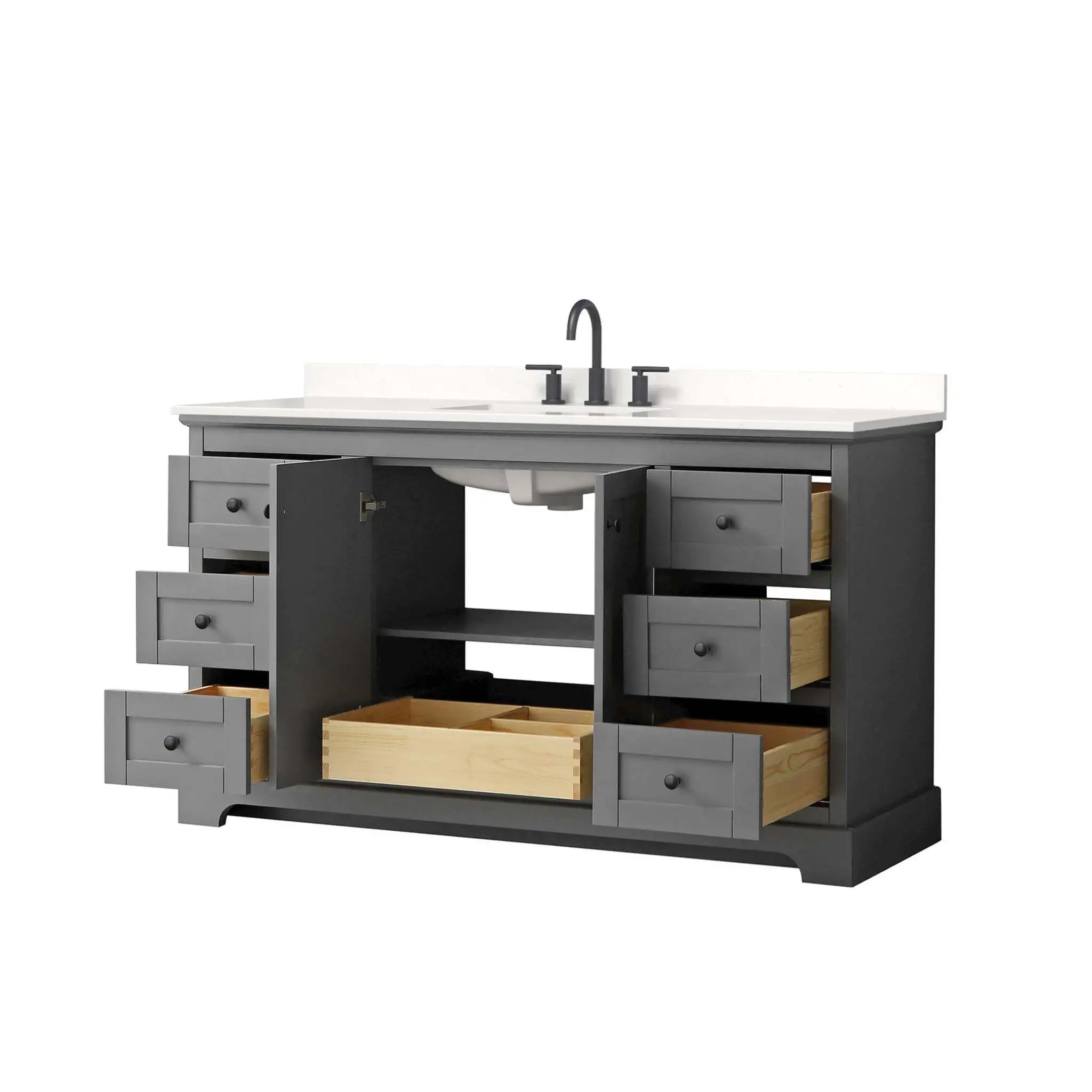 60" Avery Single Bathroom Vanity in Dark Gray with Matte Black Trim by Wyndham
