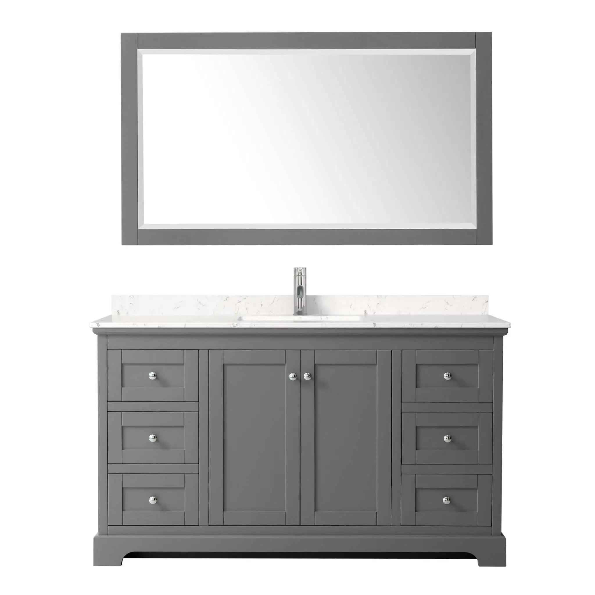 60" Avery Single Bathroom Vanity in Dark Gray with Polished Chrome Trim & 58" Mirror by Wyndham