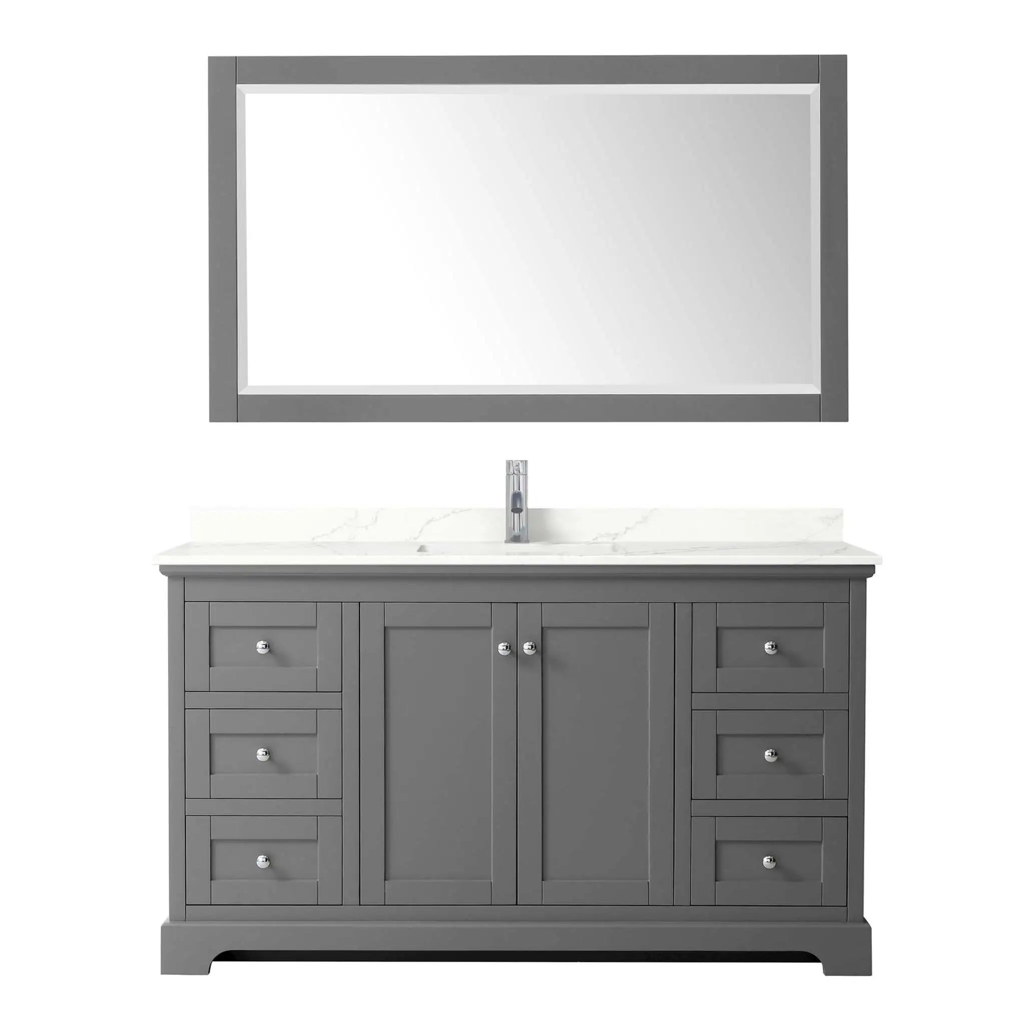 60" Avery Single Bathroom Vanity in Dark Gray with Polished Chrome Trim & 58" Mirror by Wyndham