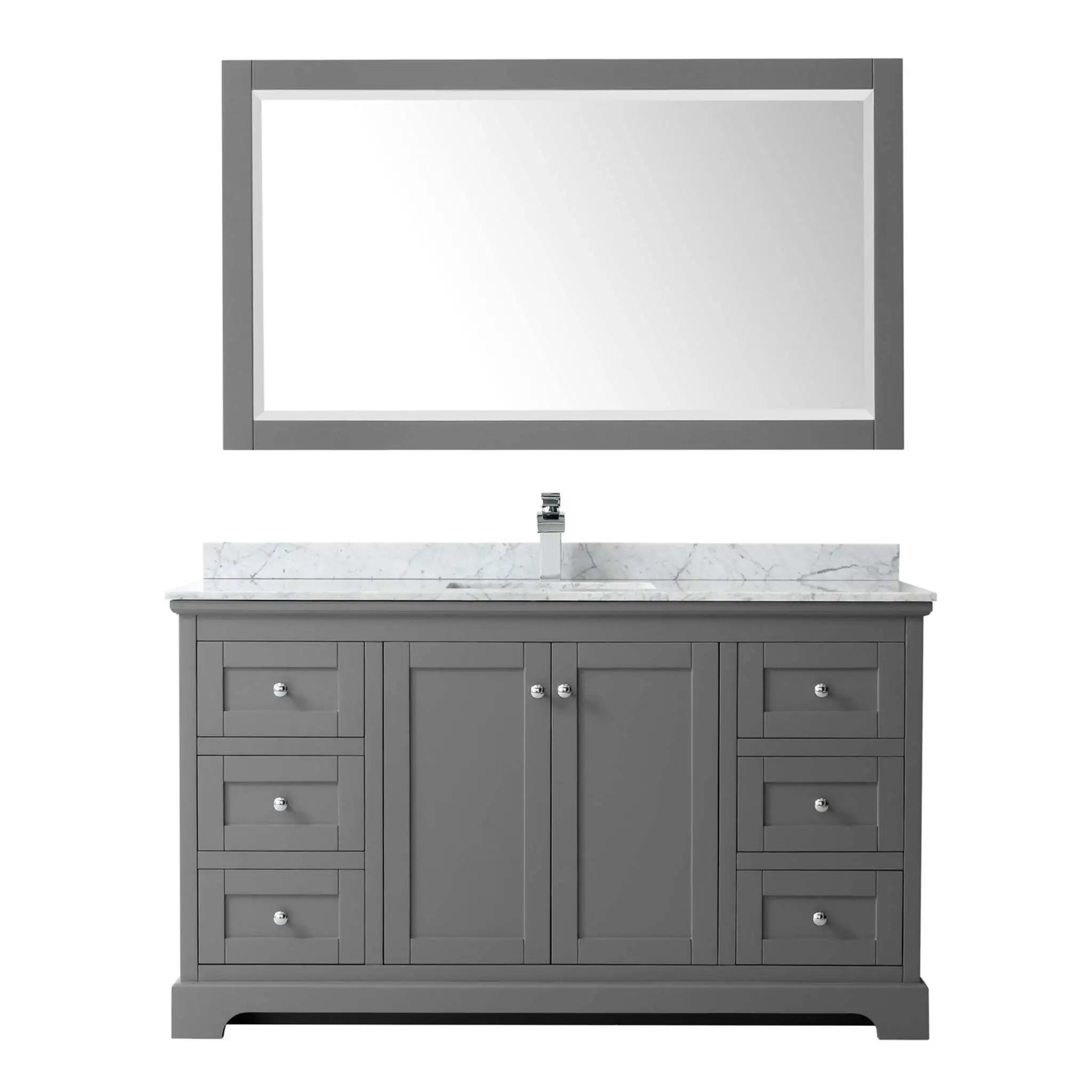 60" Avery Single Bathroom Vanity in Dark Gray with Polished Chrome Trim & 58" Mirror by Wyndham