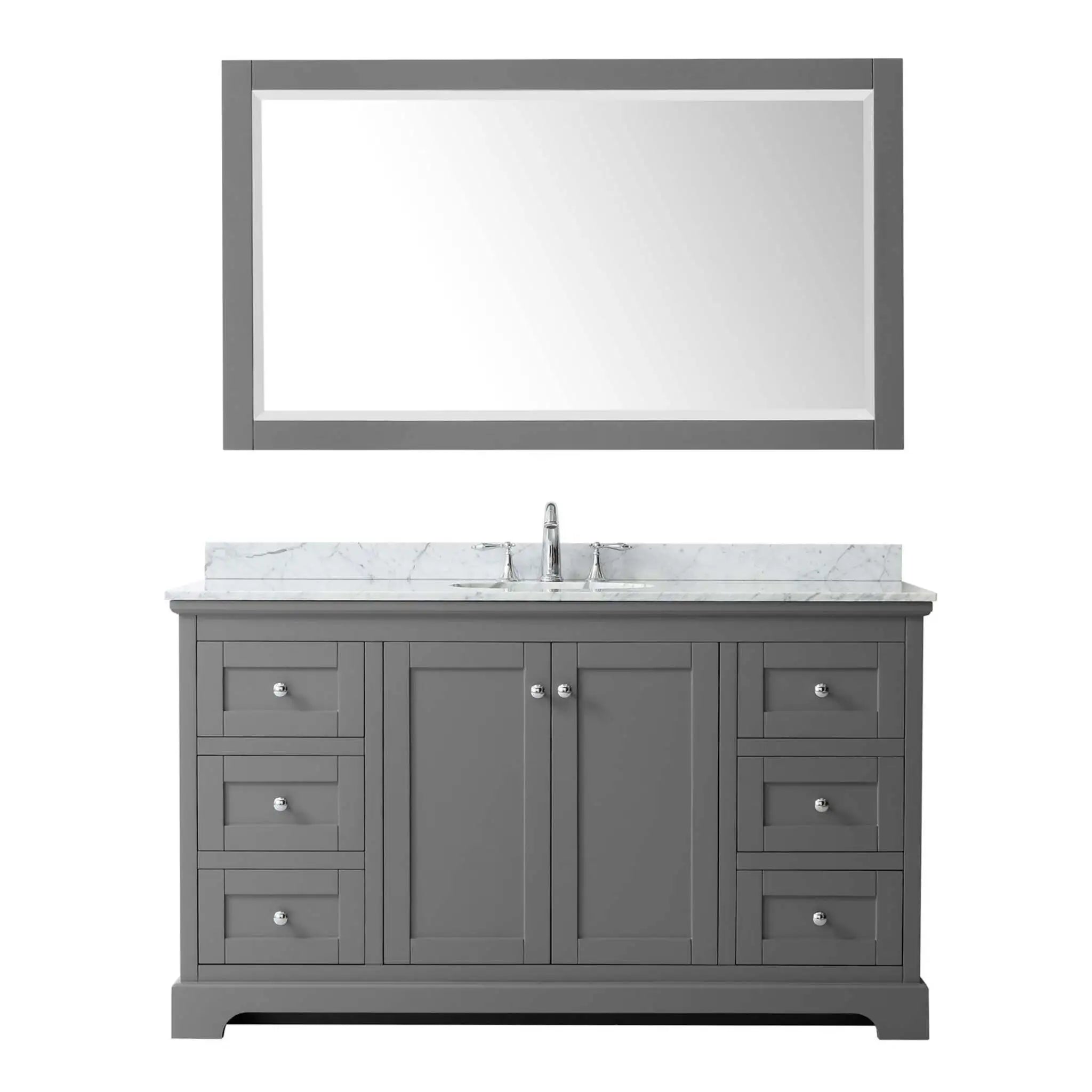 60" Avery Single Bathroom Vanity in Dark Gray with Polished Chrome Trim & 58" Mirror by Wyndham