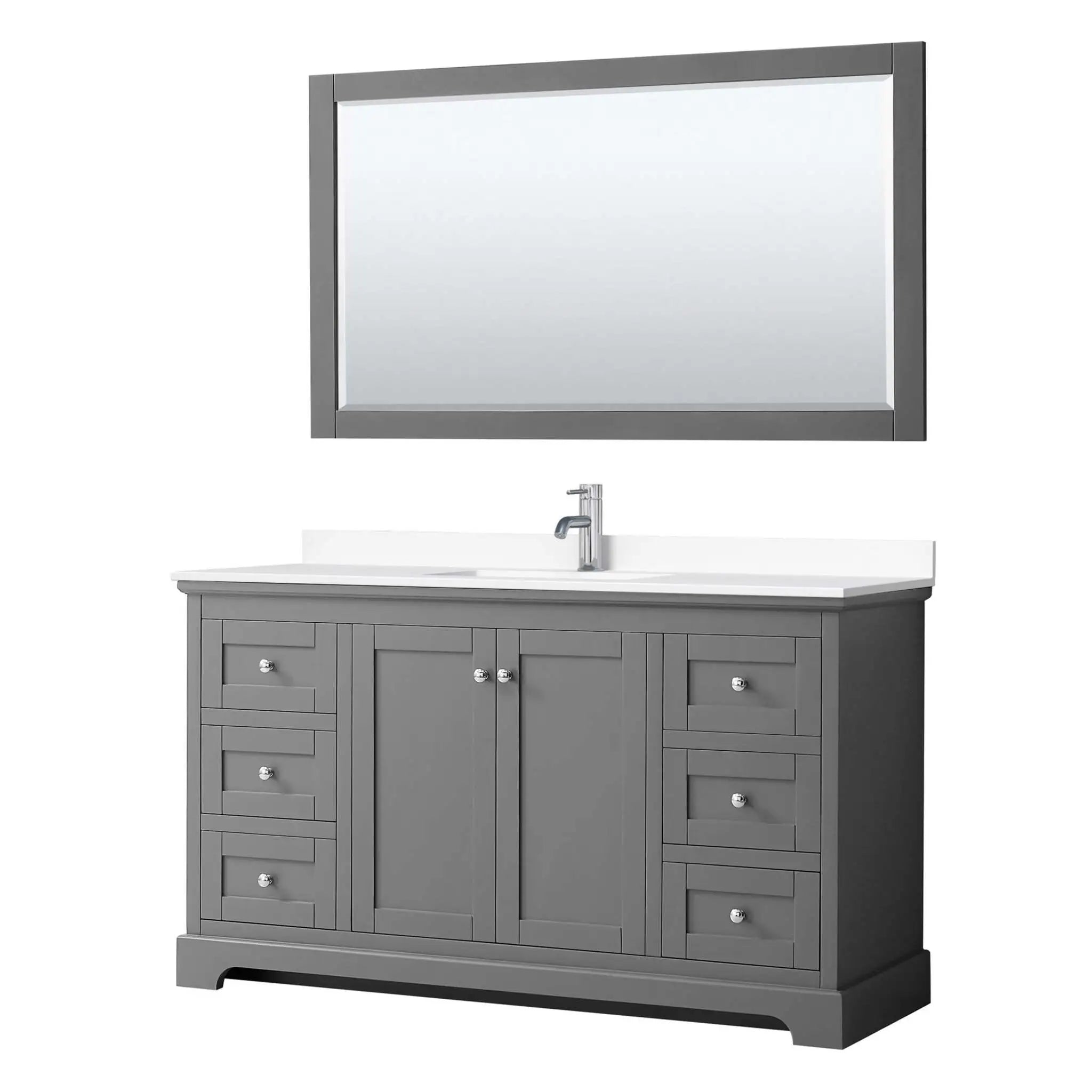 60" Avery Single Bathroom Vanity in Dark Gray with Polished Chrome Trim & 58" Mirror by Wyndham