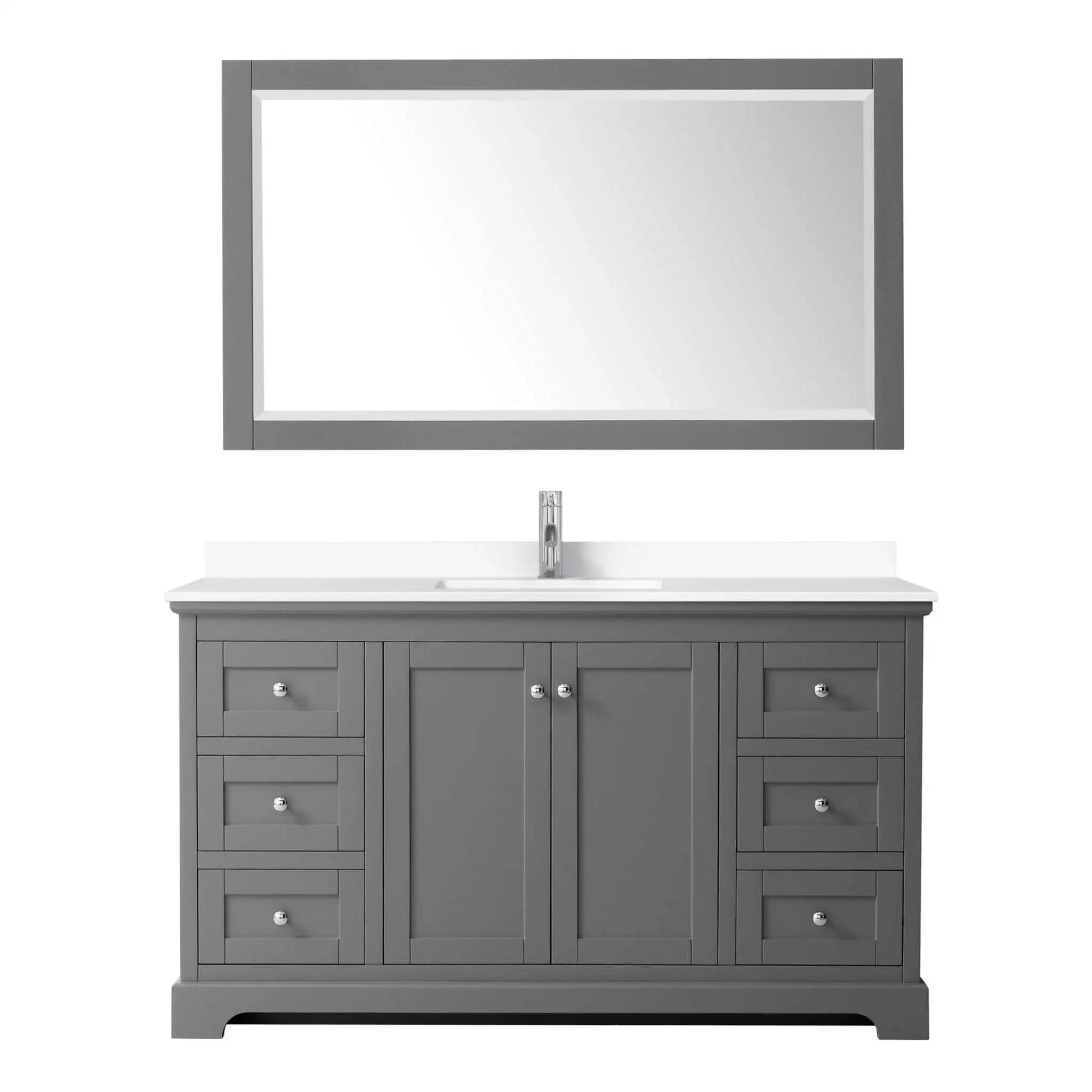 60" Avery Single Bathroom Vanity in Dark Gray with Polished Chrome Trim & 58" Mirror by Wyndham