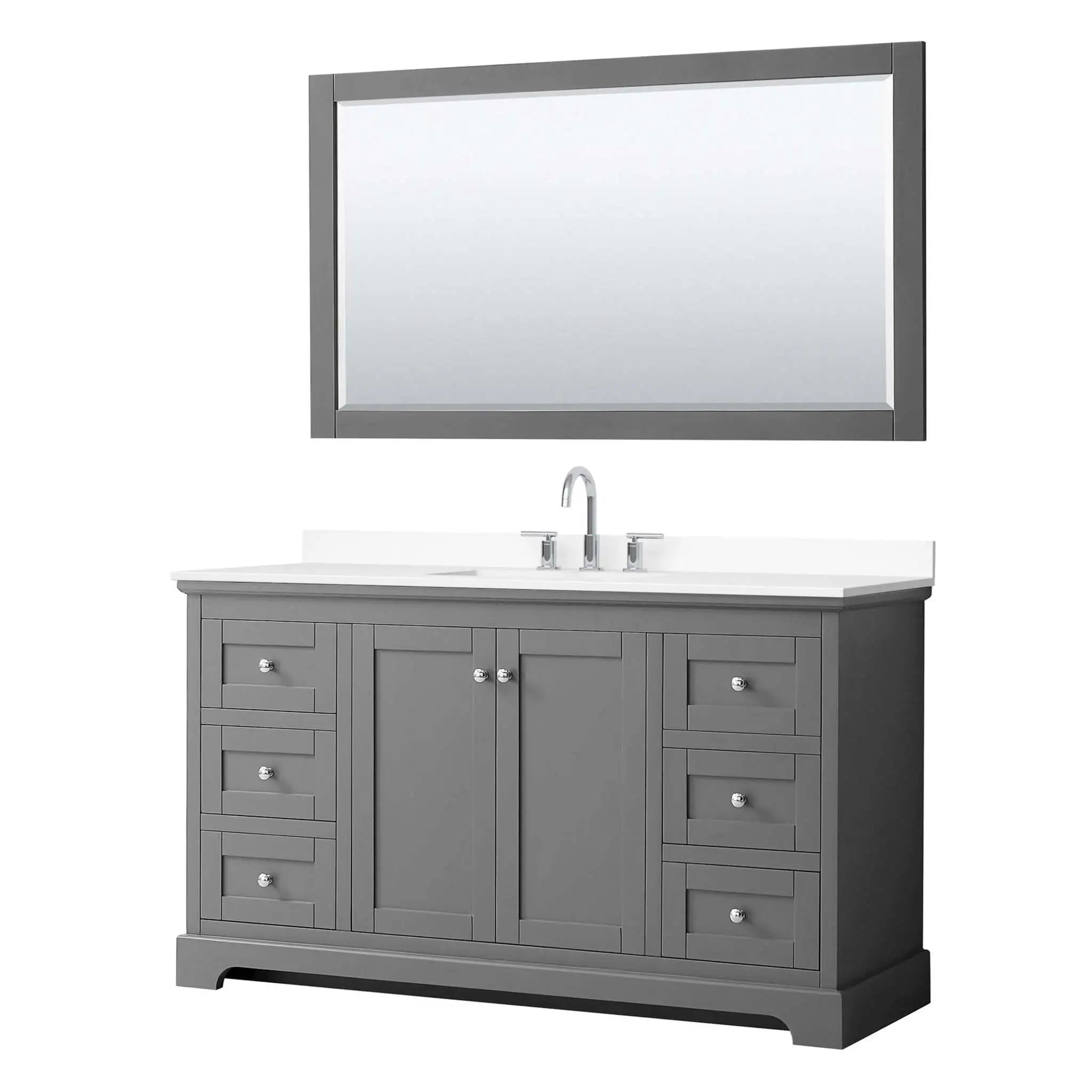 60" Avery Single Bathroom Vanity in Dark Gray with Polished Chrome Trim & 58" Mirror by Wyndham
