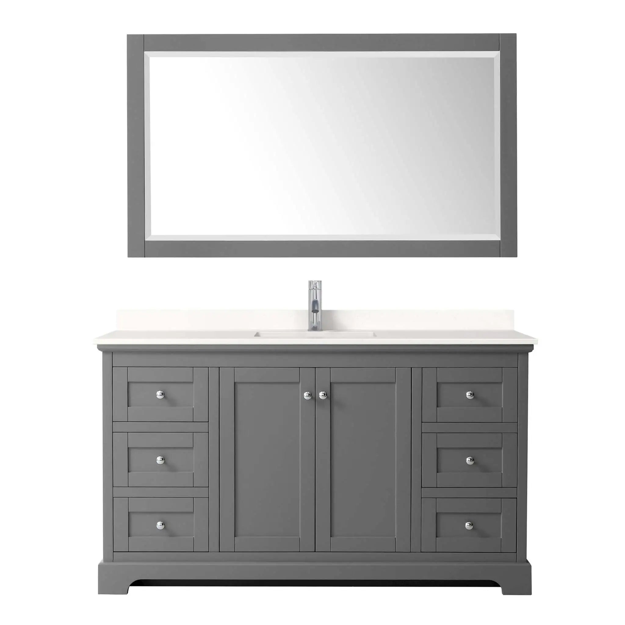 60" Avery Single Bathroom Vanity in Dark Gray with Polished Chrome Trim & 58" Mirror by Wyndham