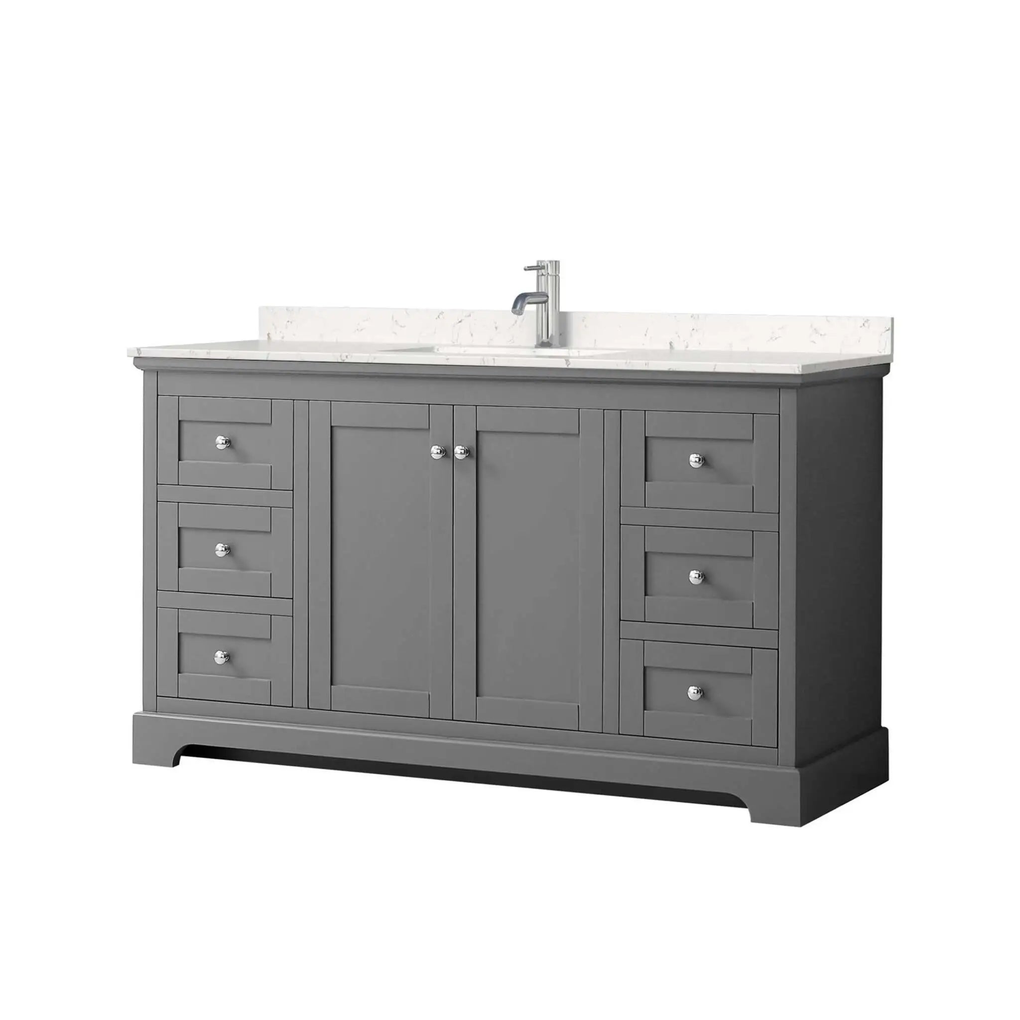 60" Avery Single Bathroom Vanity in Dark Gray with Polished Chrome Trim by Wyndham