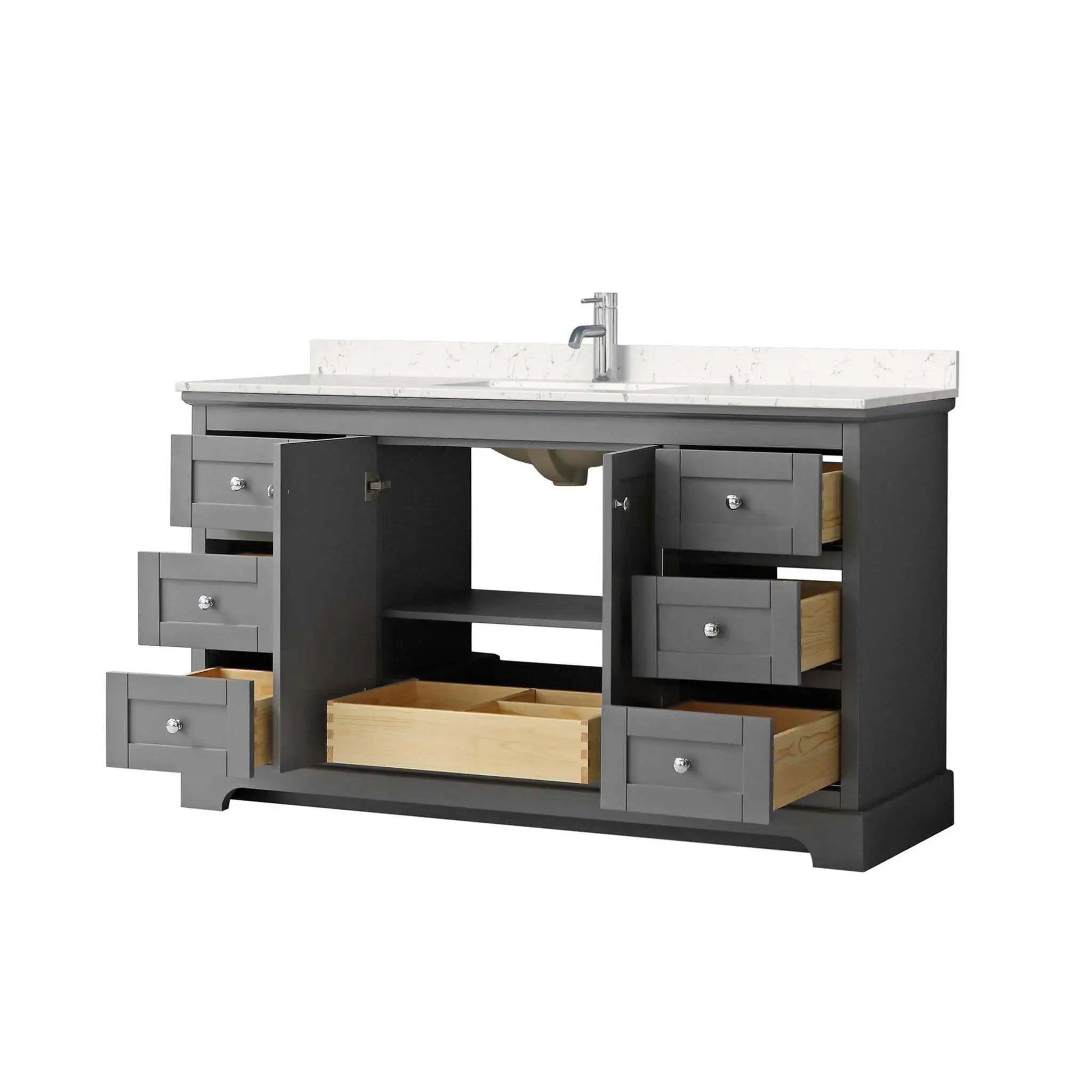 60" Avery Single Bathroom Vanity in Dark Gray with Polished Chrome Trim by Wyndham