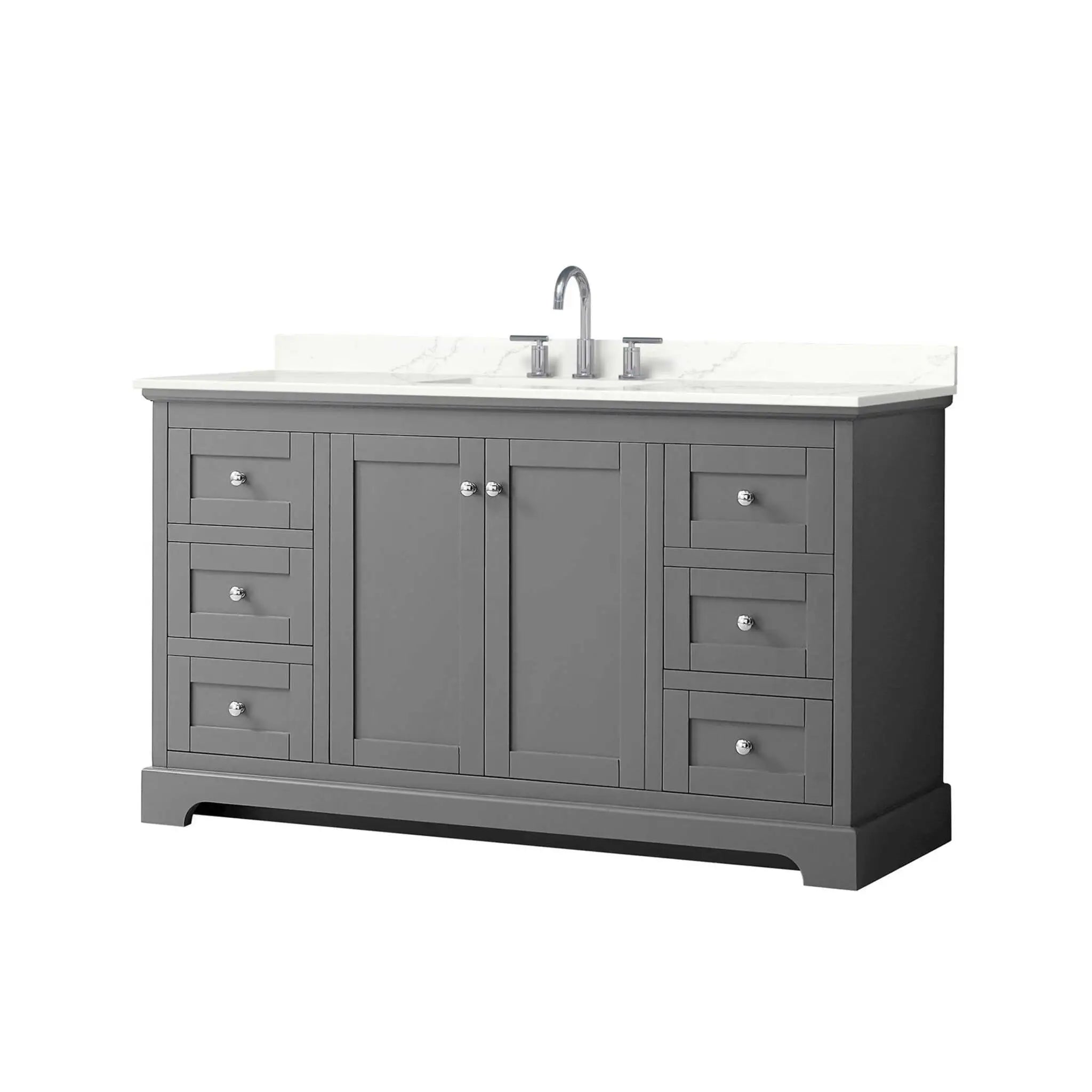 60" Avery Single Bathroom Vanity in Dark Gray with Polished Chrome Trim by Wyndham