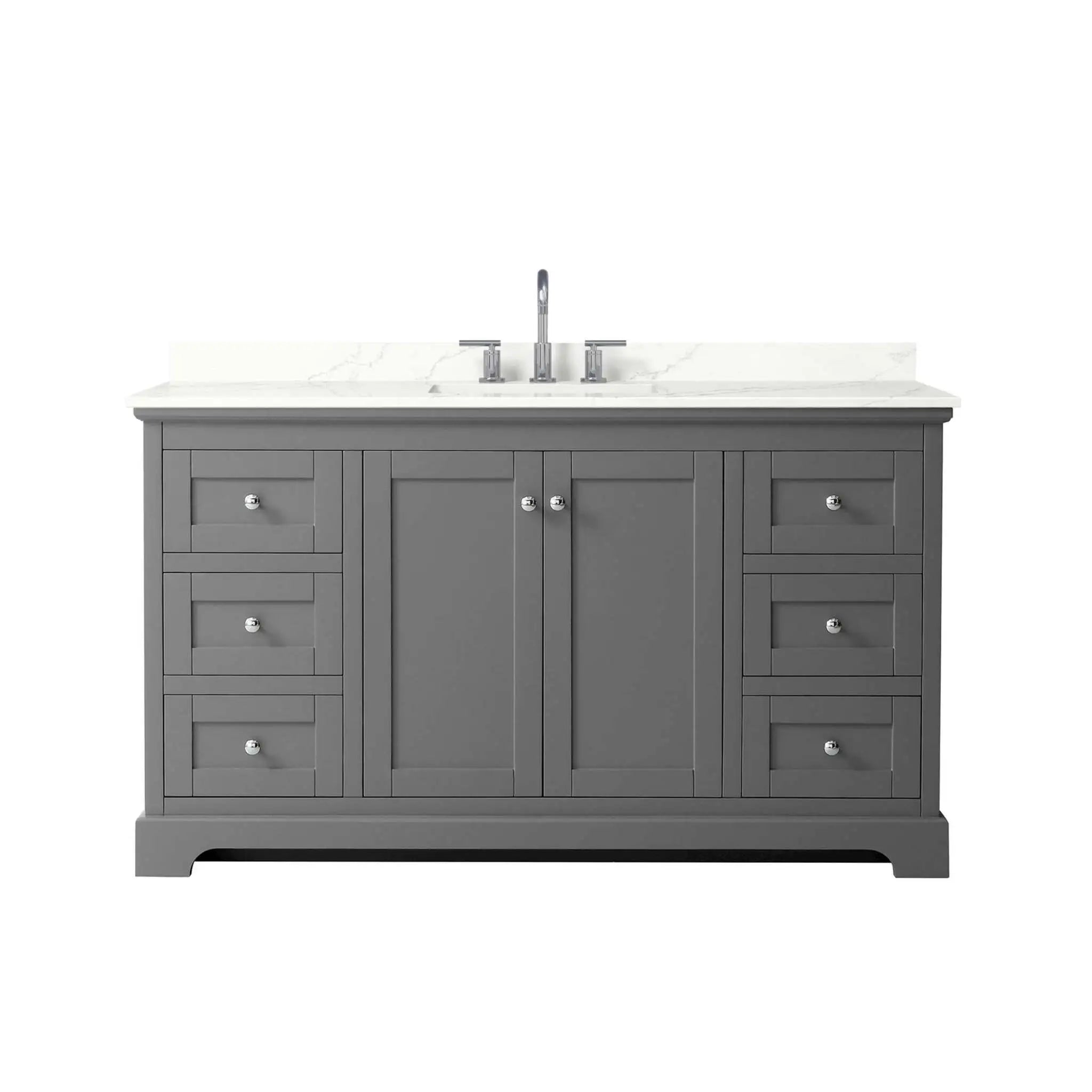 60" Avery Single Bathroom Vanity in Dark Gray with Polished Chrome Trim by Wyndham
