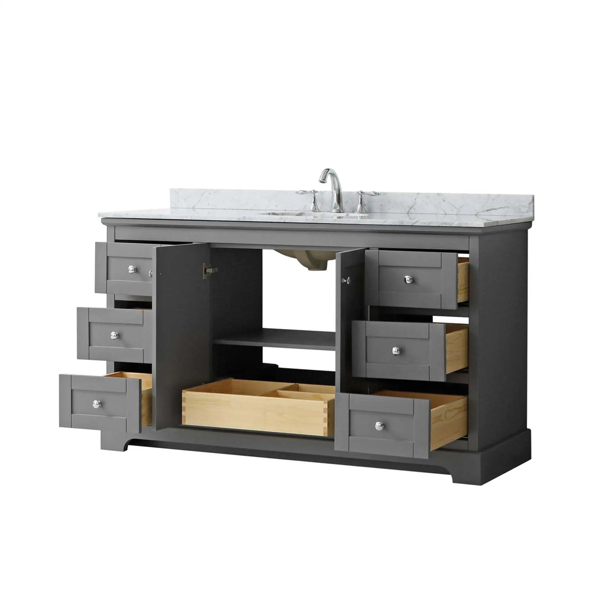 60" Avery Single Bathroom Vanity in Dark Gray with Polished Chrome Trim by Wyndham