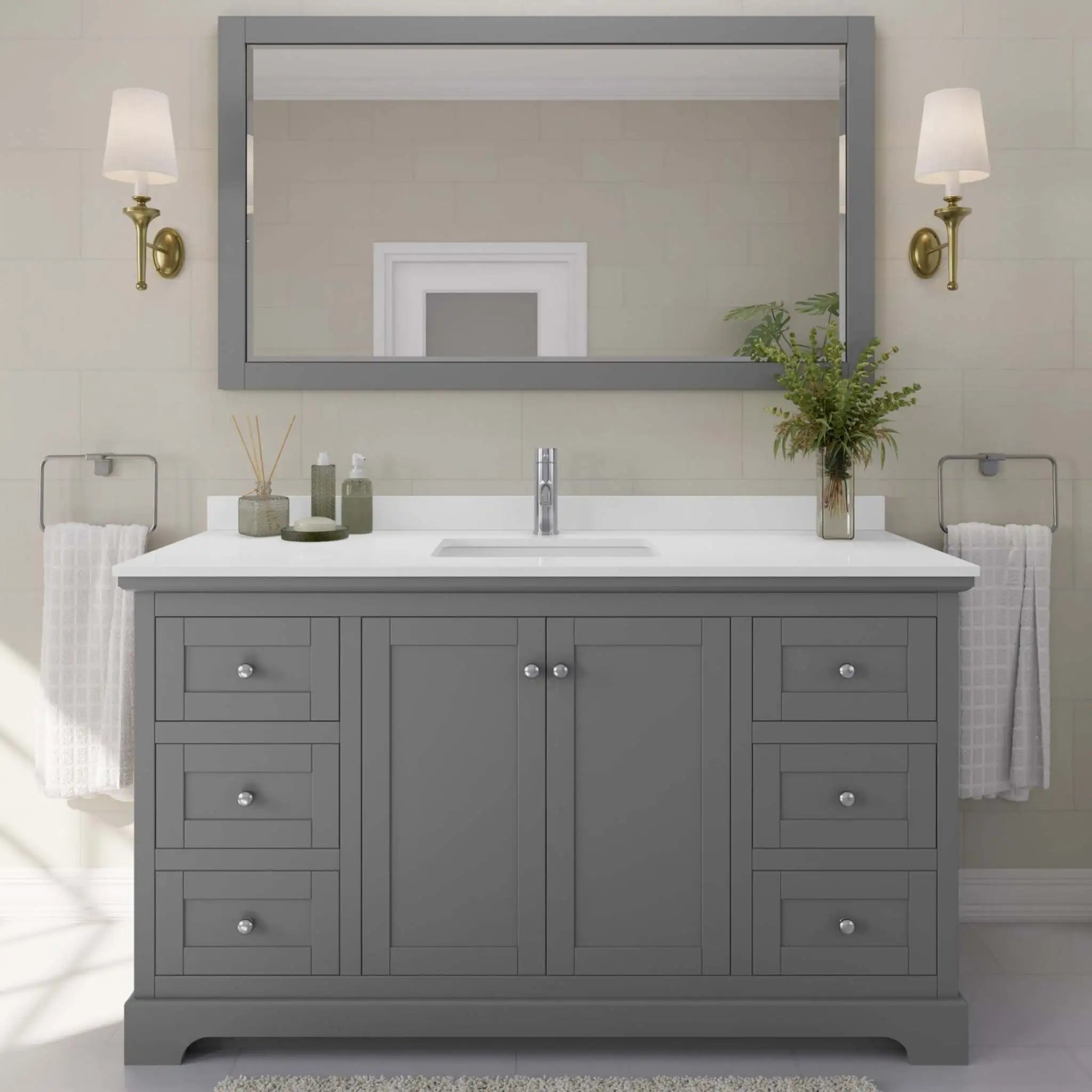 60" Avery Single Bathroom Vanity in Dark Gray with Polished Chrome Trim by Wyndham