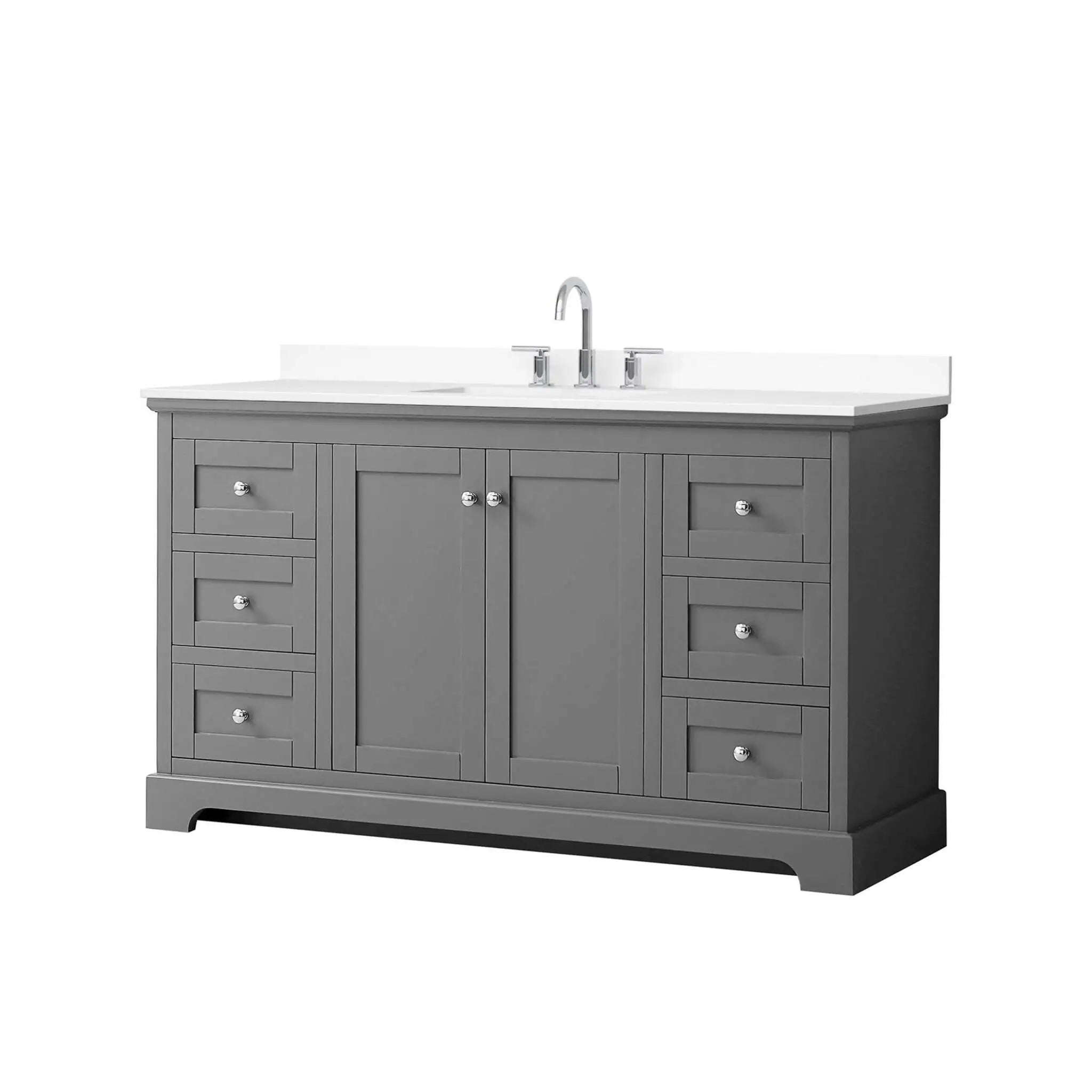 60" Avery Single Bathroom Vanity in Dark Gray with Polished Chrome Trim by Wyndham
