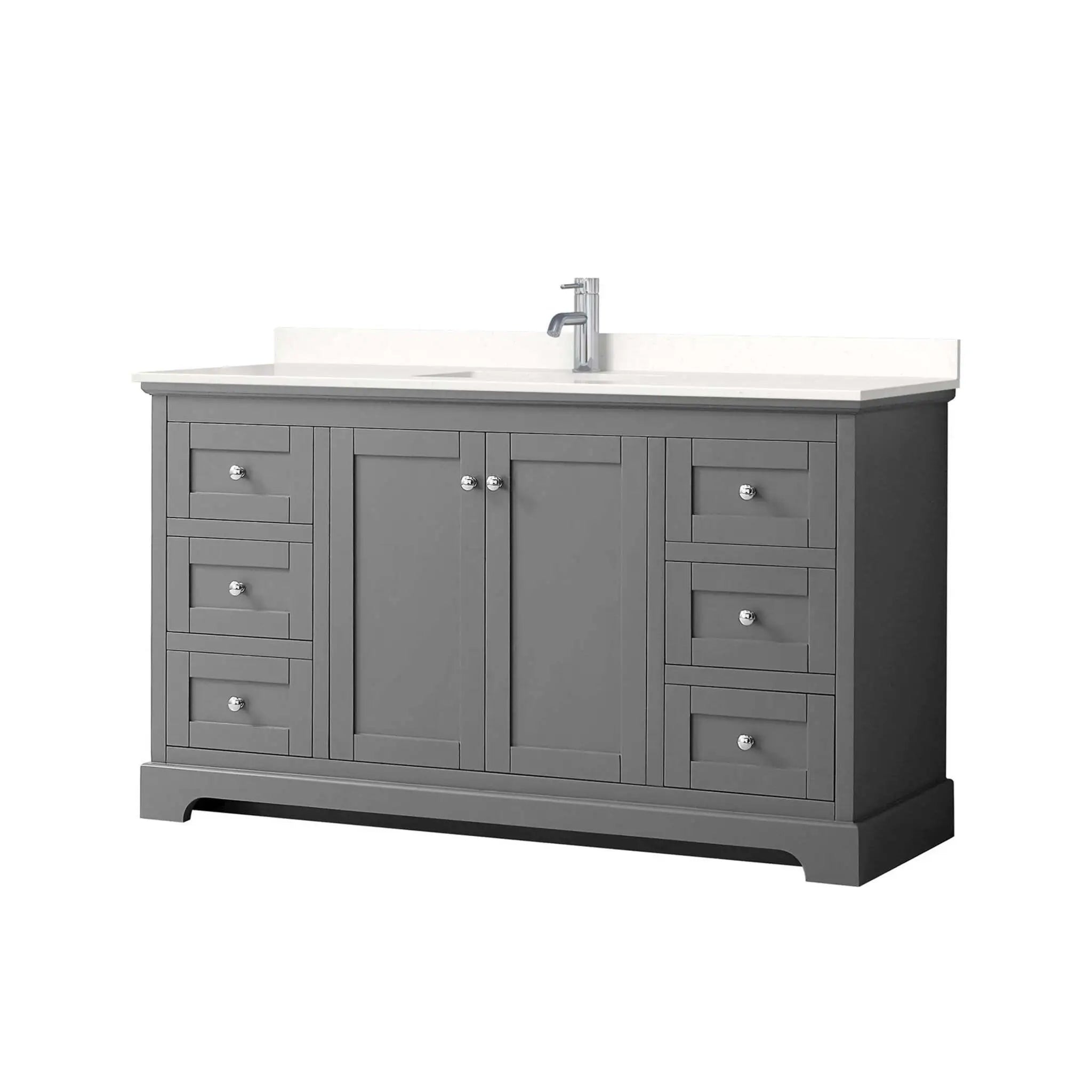 60" Avery Single Bathroom Vanity in Dark Gray with Polished Chrome Trim by Wyndham