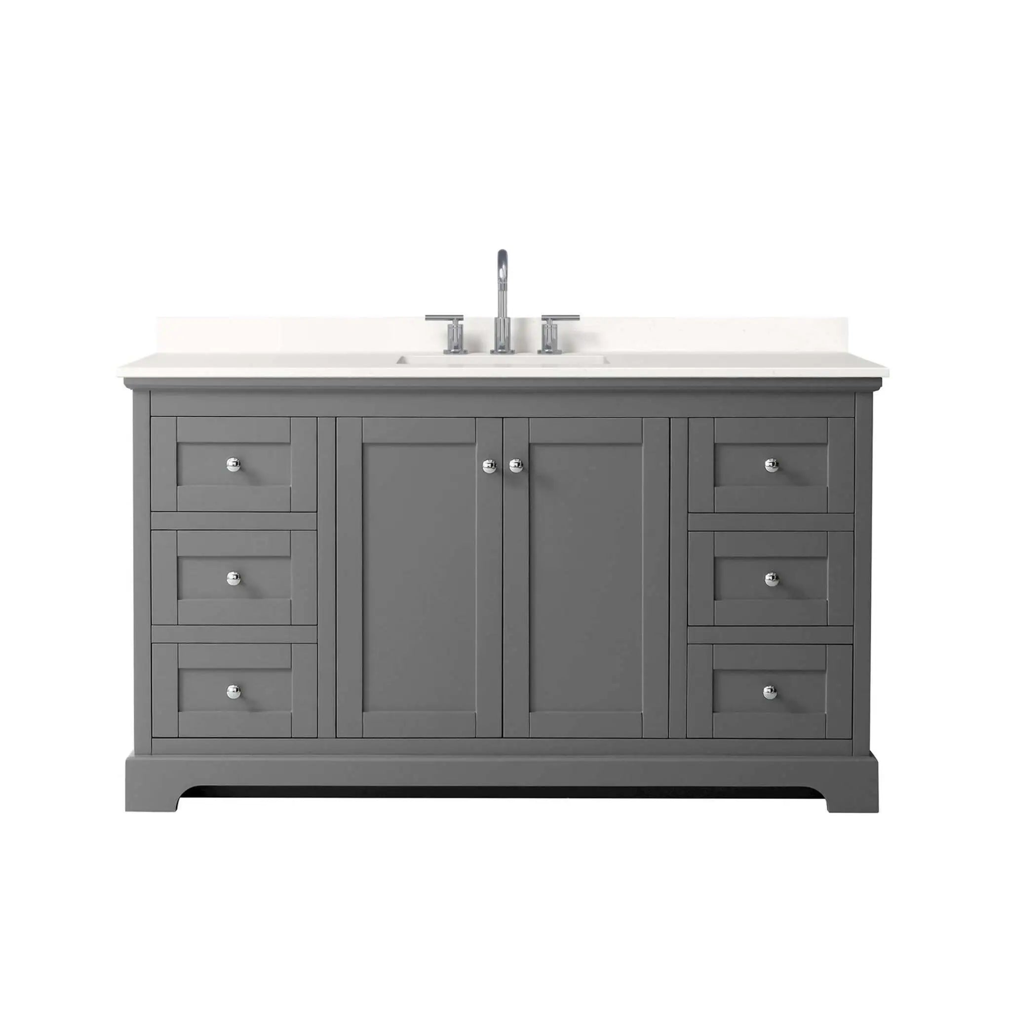 60" Avery Single Bathroom Vanity in Dark Gray with Polished Chrome Trim by Wyndham