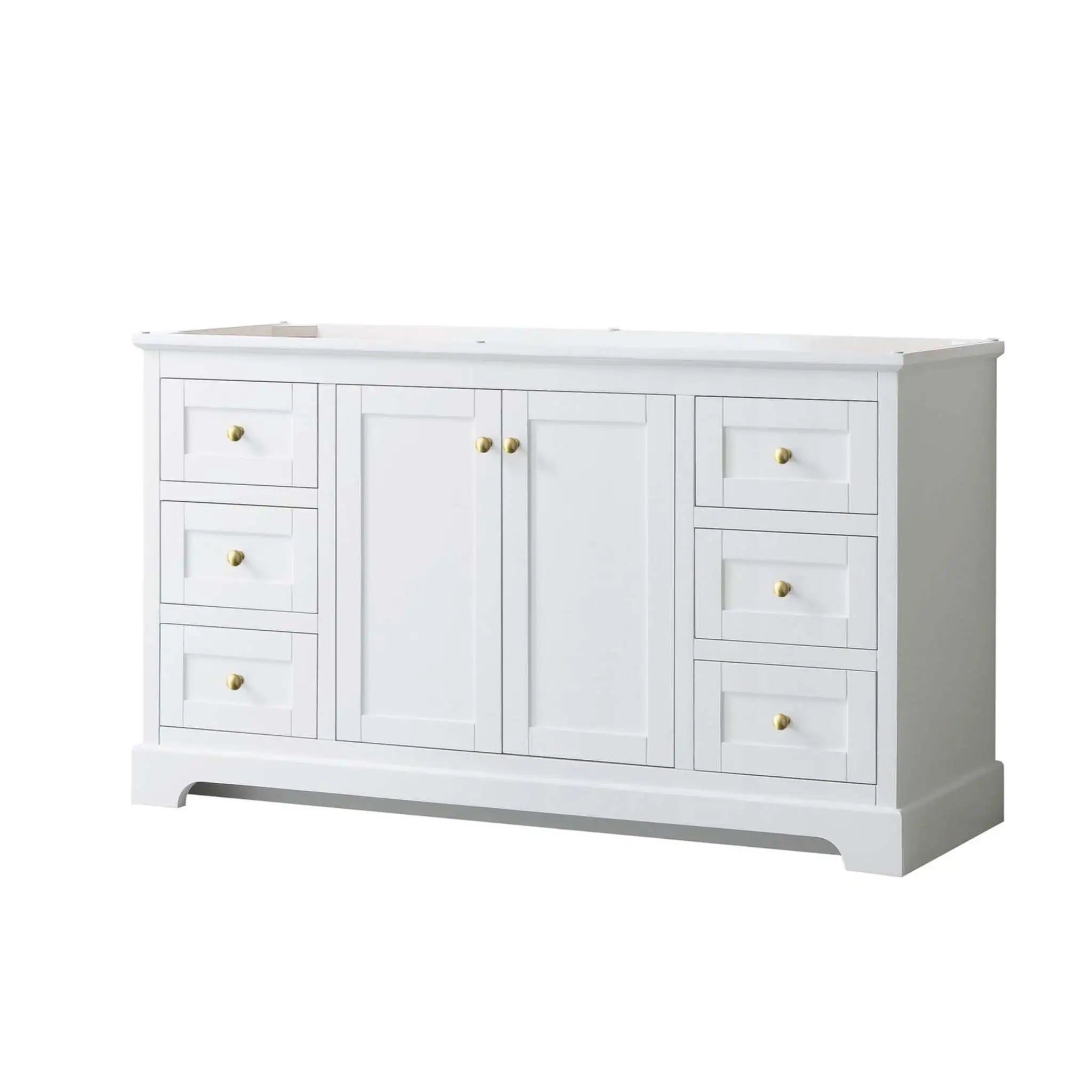 60" Avery Single Bathroom Vanity in White with Brushed Gold Trim by Wyndham