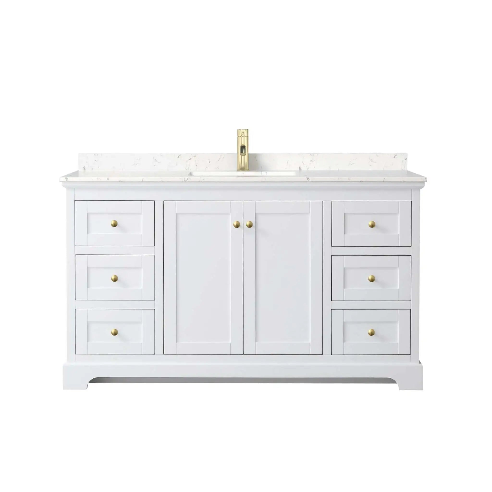 60" Avery Single Bathroom Vanity in White with Brushed Gold Trim by Wyndham