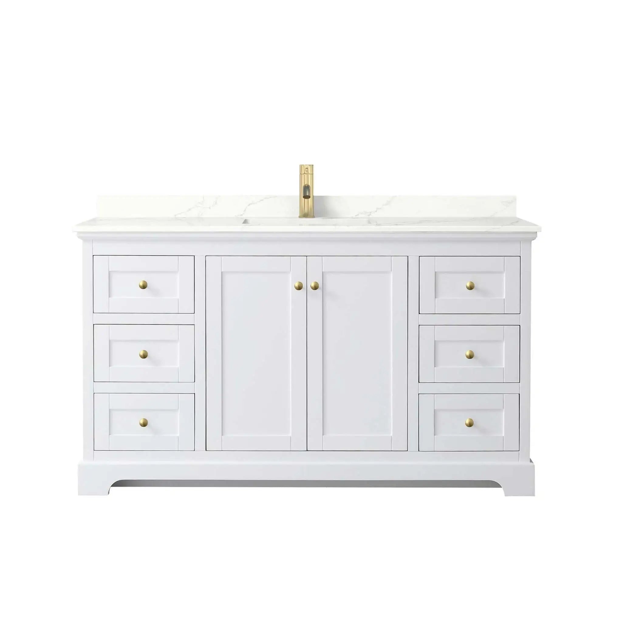 60" Avery Single Bathroom Vanity in White with Brushed Gold Trim by Wyndham