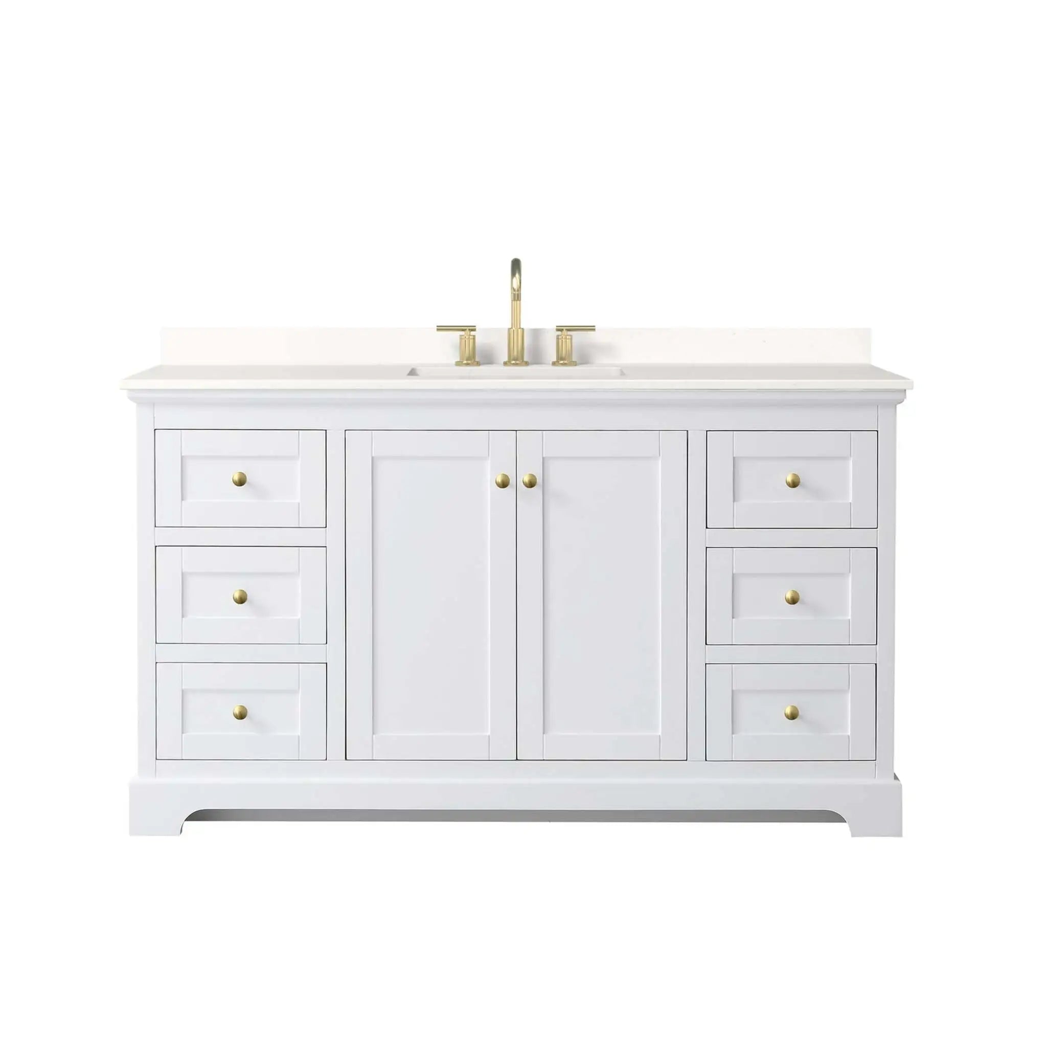 60" Avery Single Bathroom Vanity in White with Brushed Gold Trim by Wyndham