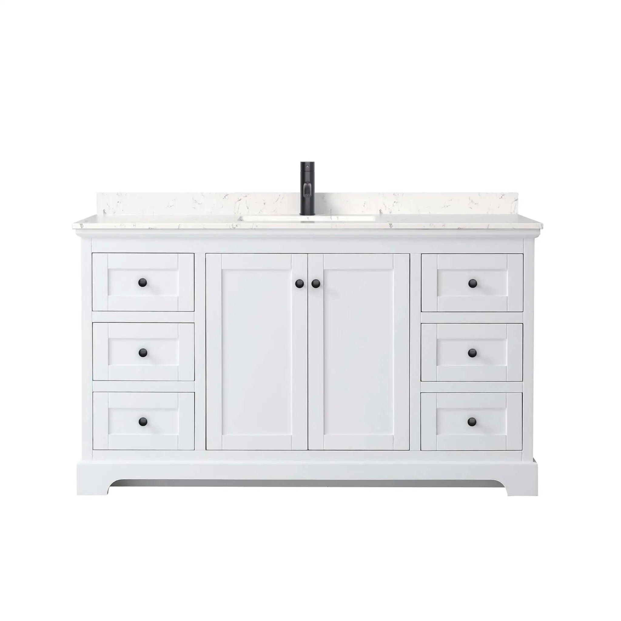 60" Avery Single Bathroom Vanity in White with Matte Black Trim by Wyndham