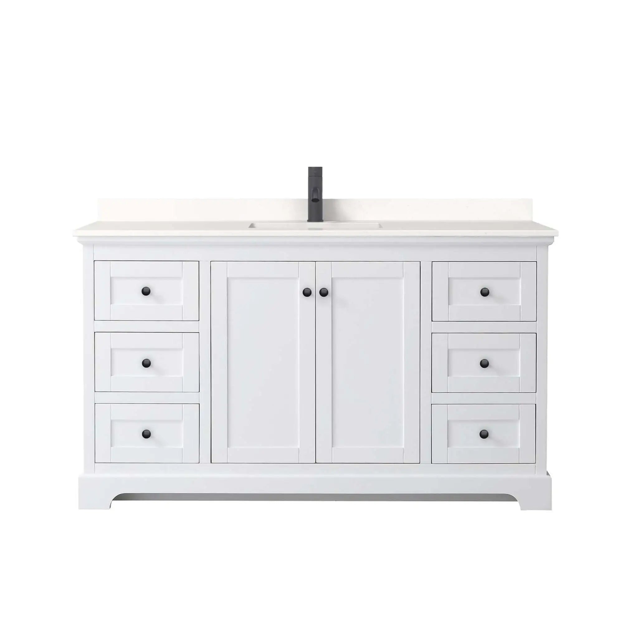 60" Avery Single Bathroom Vanity in White with Matte Black Trim by Wyndham