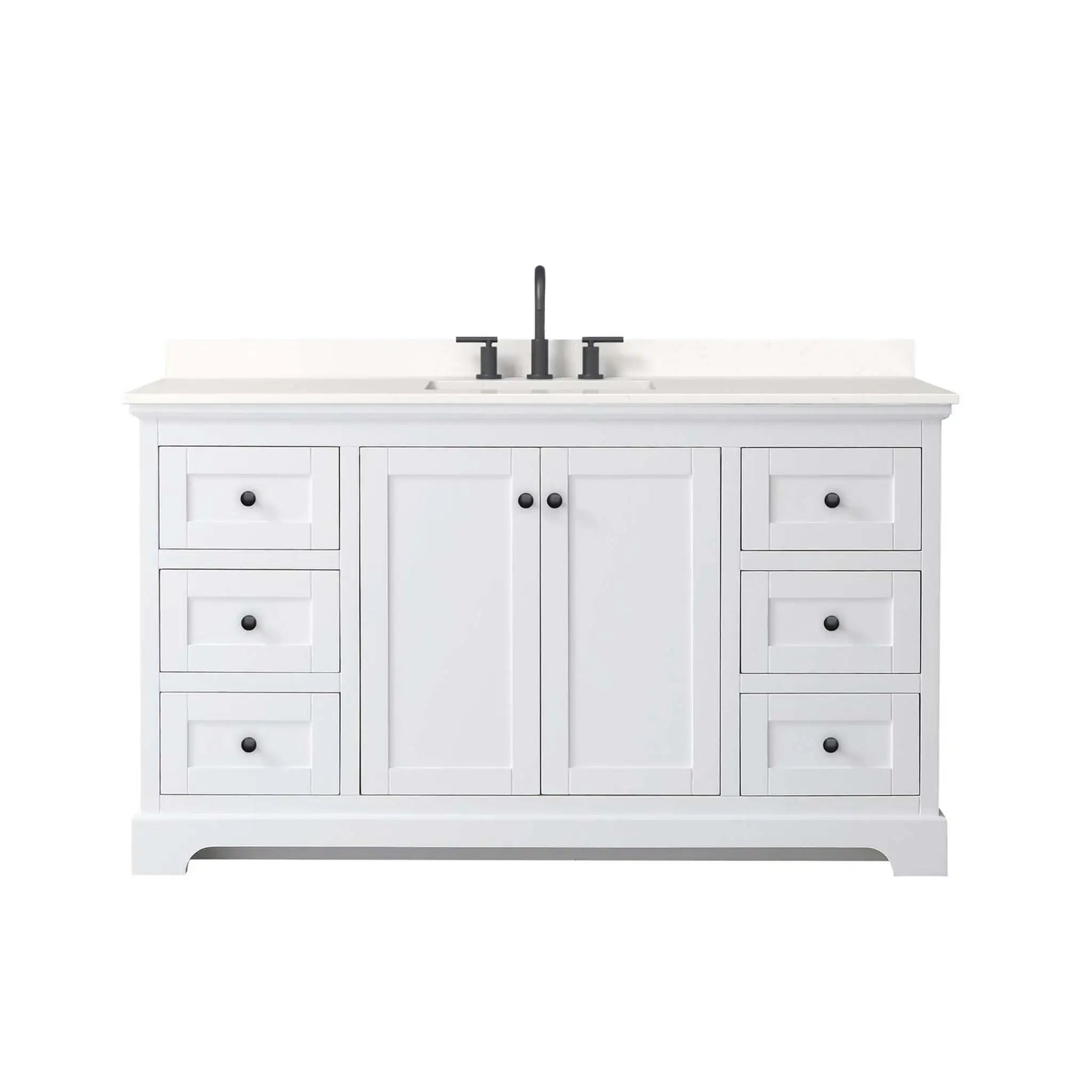 60" Avery Single Bathroom Vanity in White with Matte Black Trim by Wyndham
