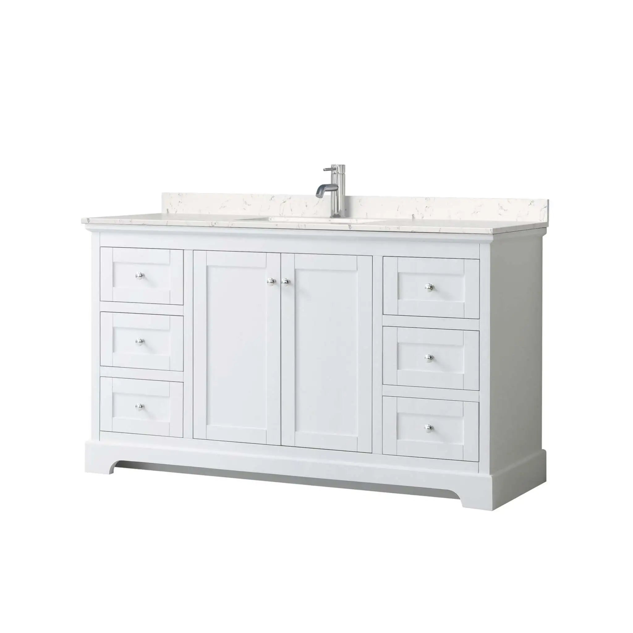 60" Avery Single Bathroom Vanity in White with Polished Chrome Trim by Wyndham