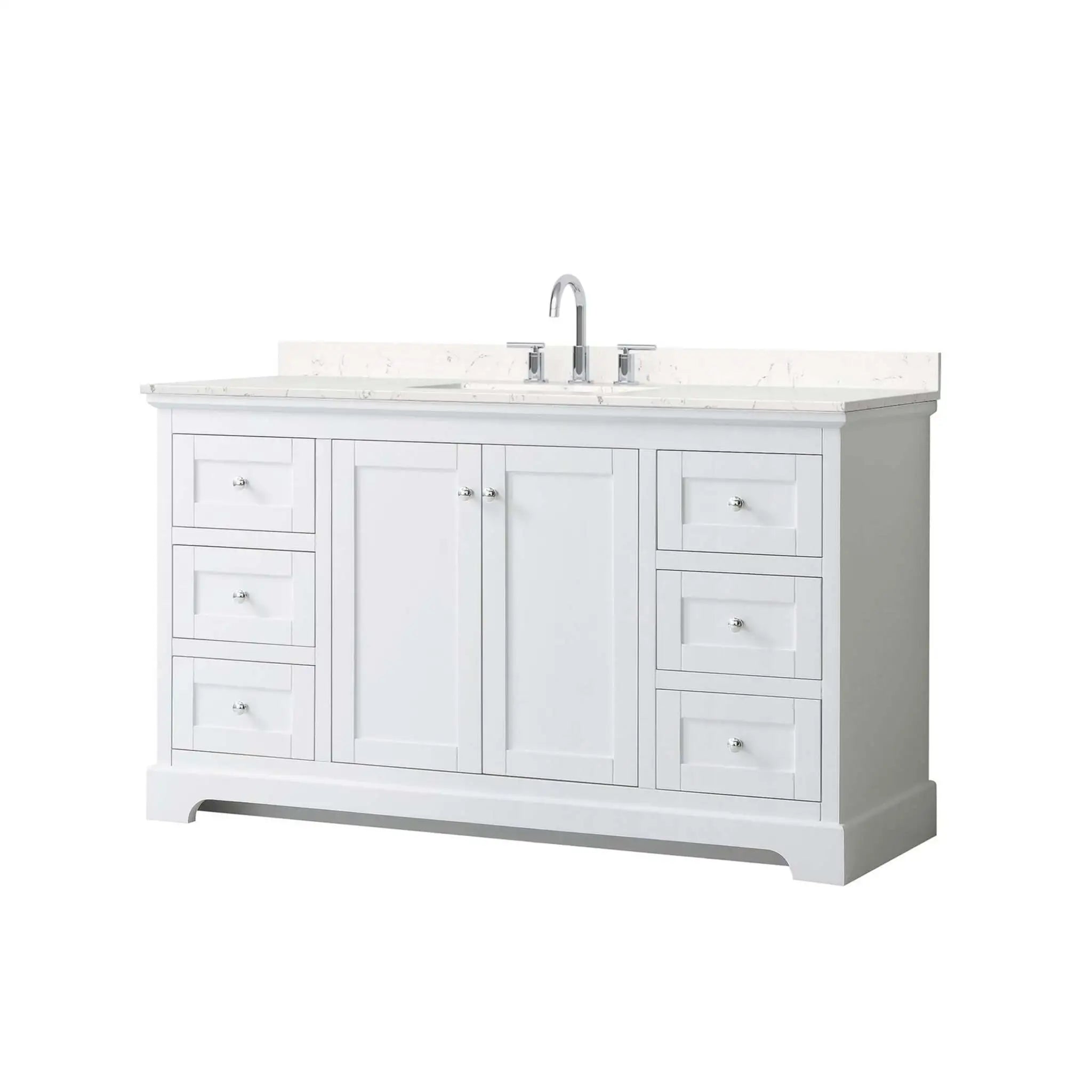 60" Avery Single Bathroom Vanity in White with Polished Chrome Trim by Wyndham
