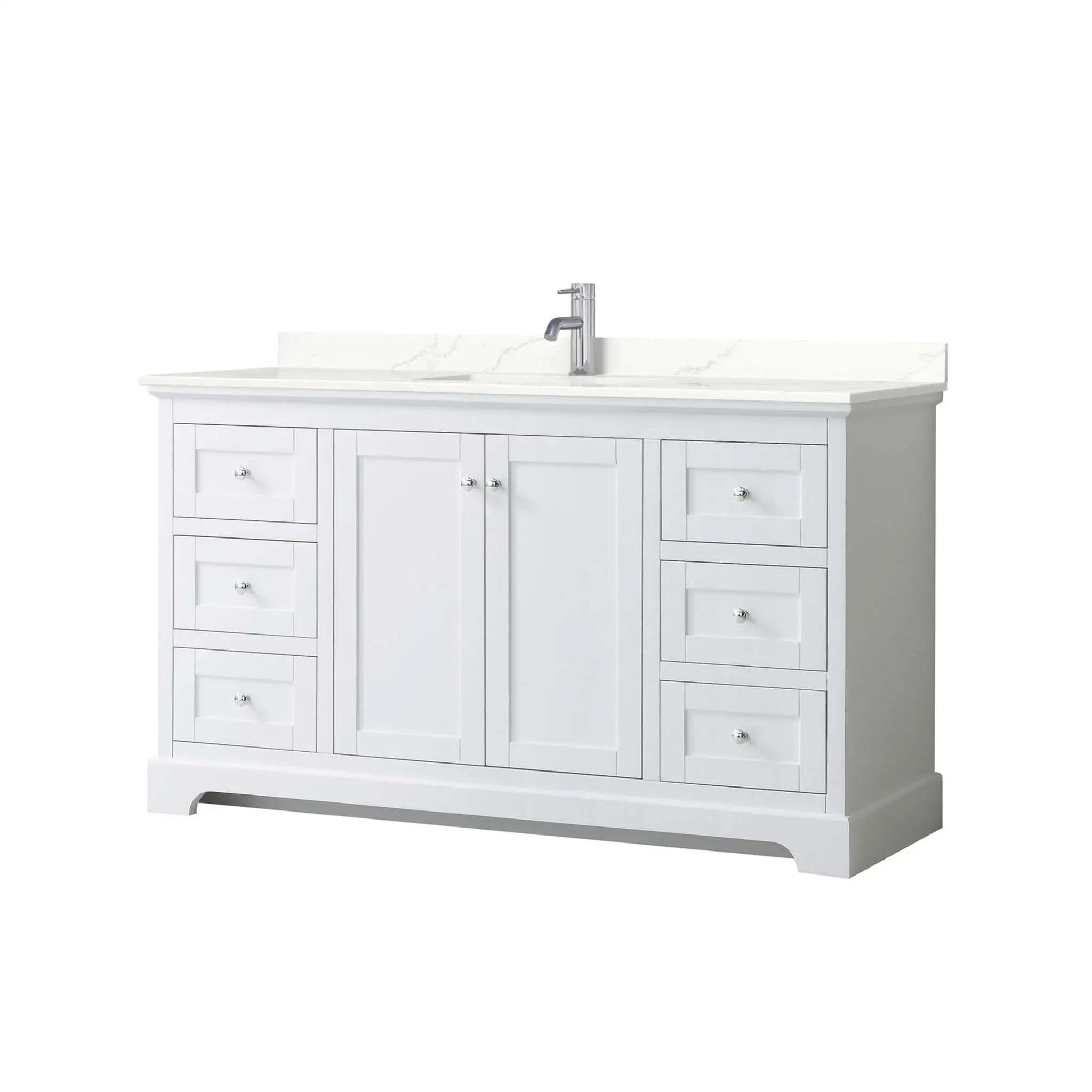 60" Avery Single Bathroom Vanity in White with Polished Chrome Trim by Wyndham