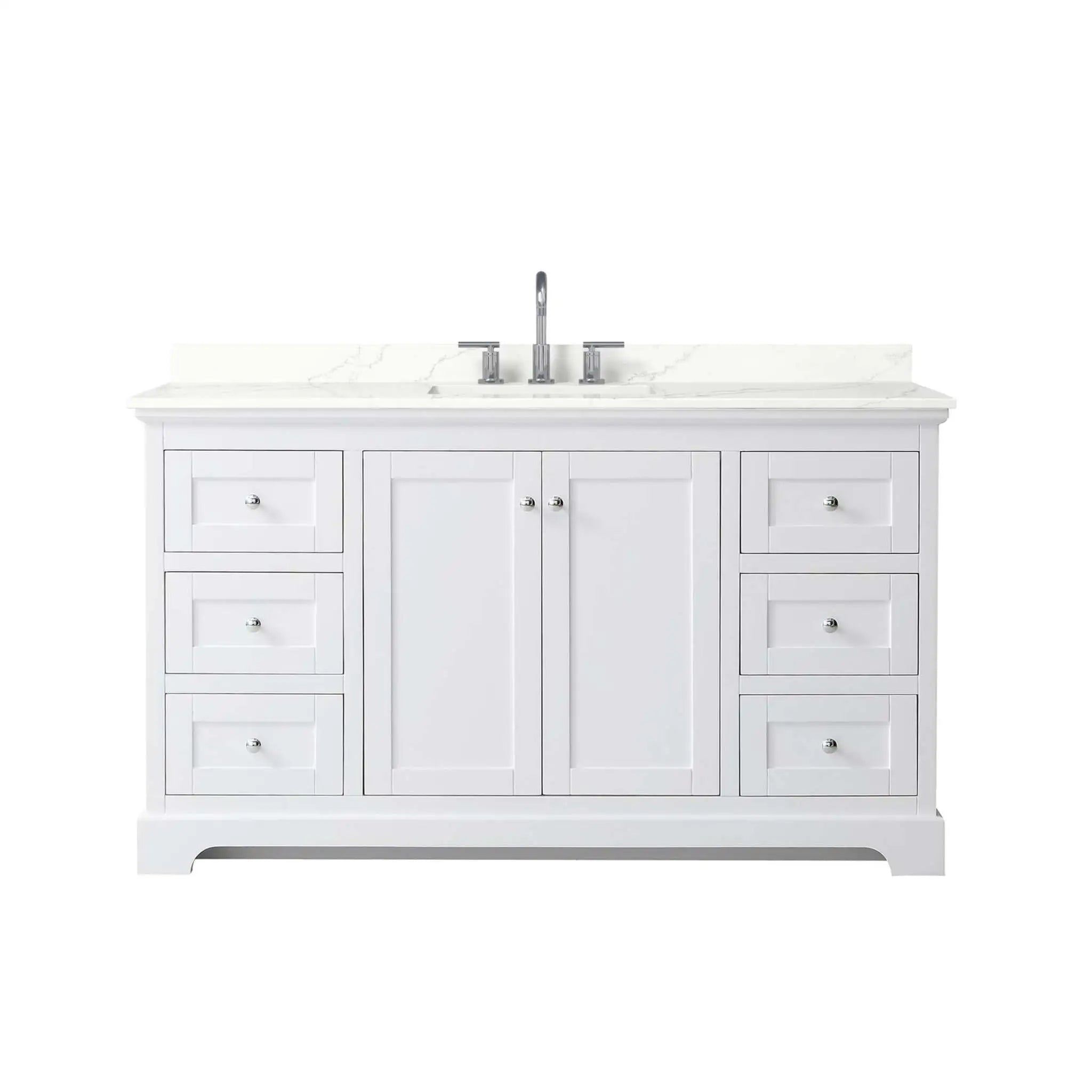 60" Avery Single Bathroom Vanity in White with Polished Chrome Trim by Wyndham