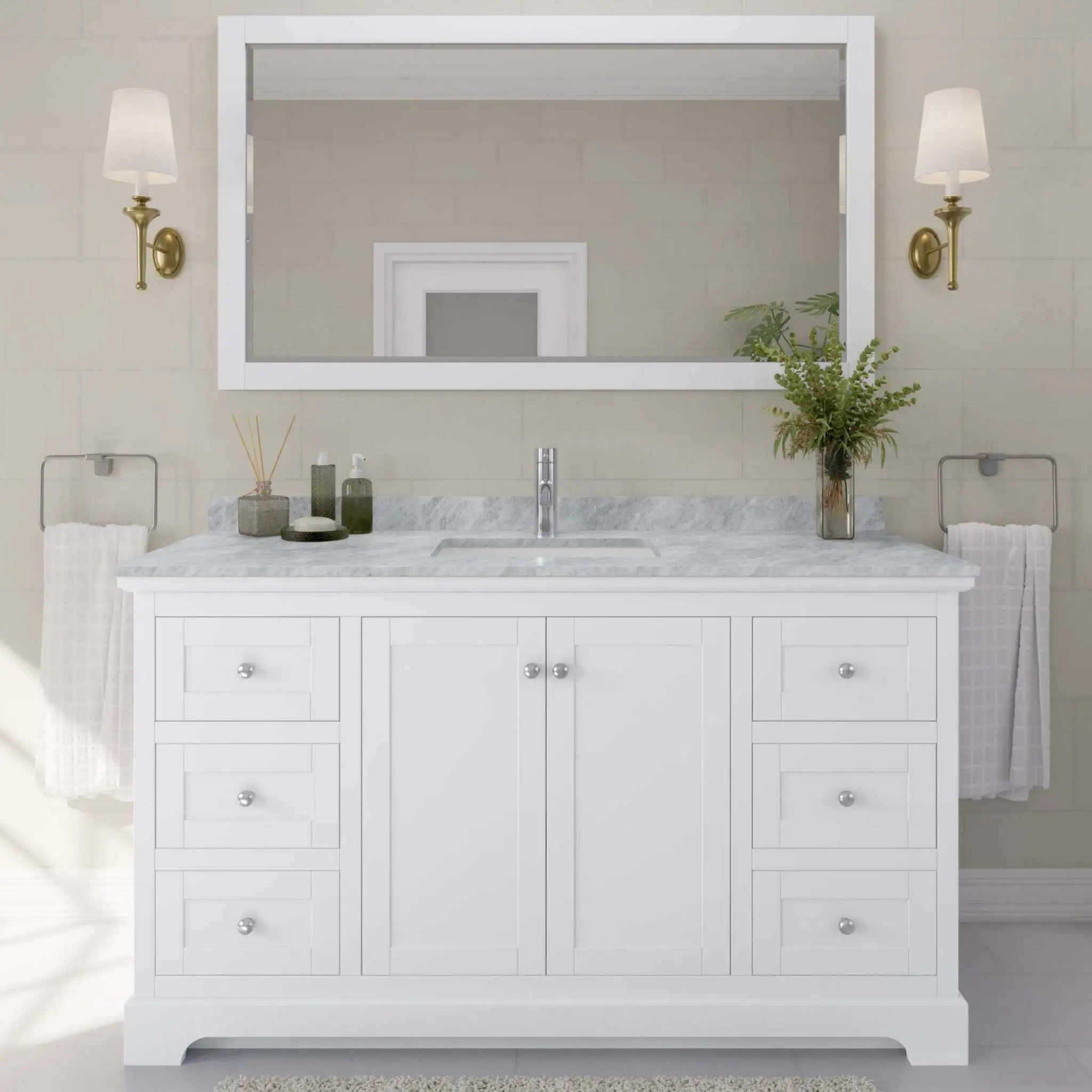 60" Avery Single Bathroom Vanity in White with Polished Chrome Trim by Wyndham
