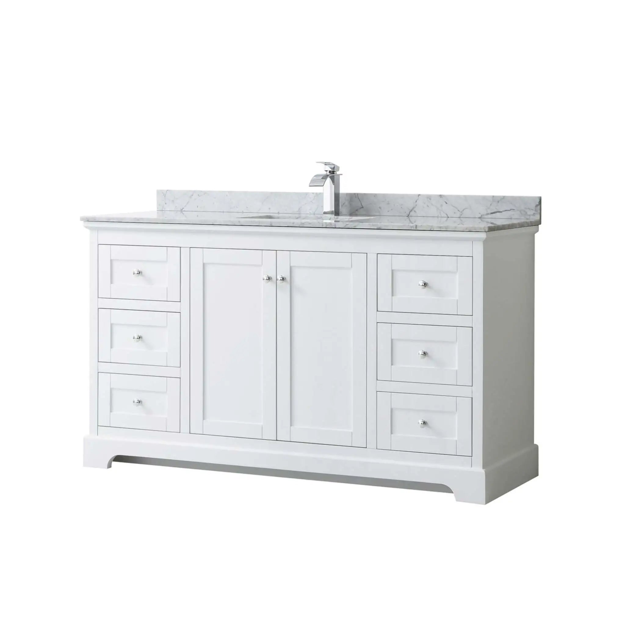 60" Avery Single Bathroom Vanity in White with Polished Chrome Trim by Wyndham
