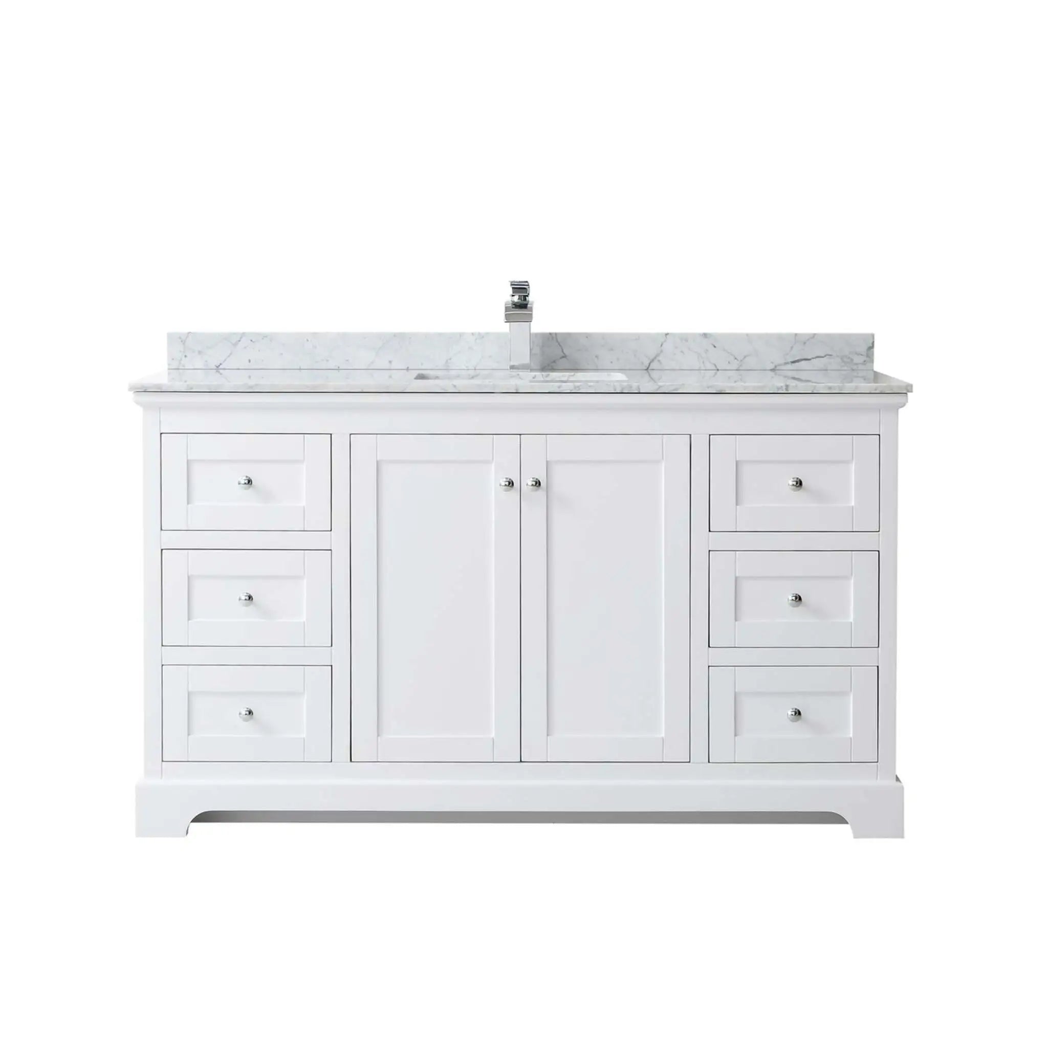 60" Avery Single Bathroom Vanity in White with Polished Chrome Trim by Wyndham