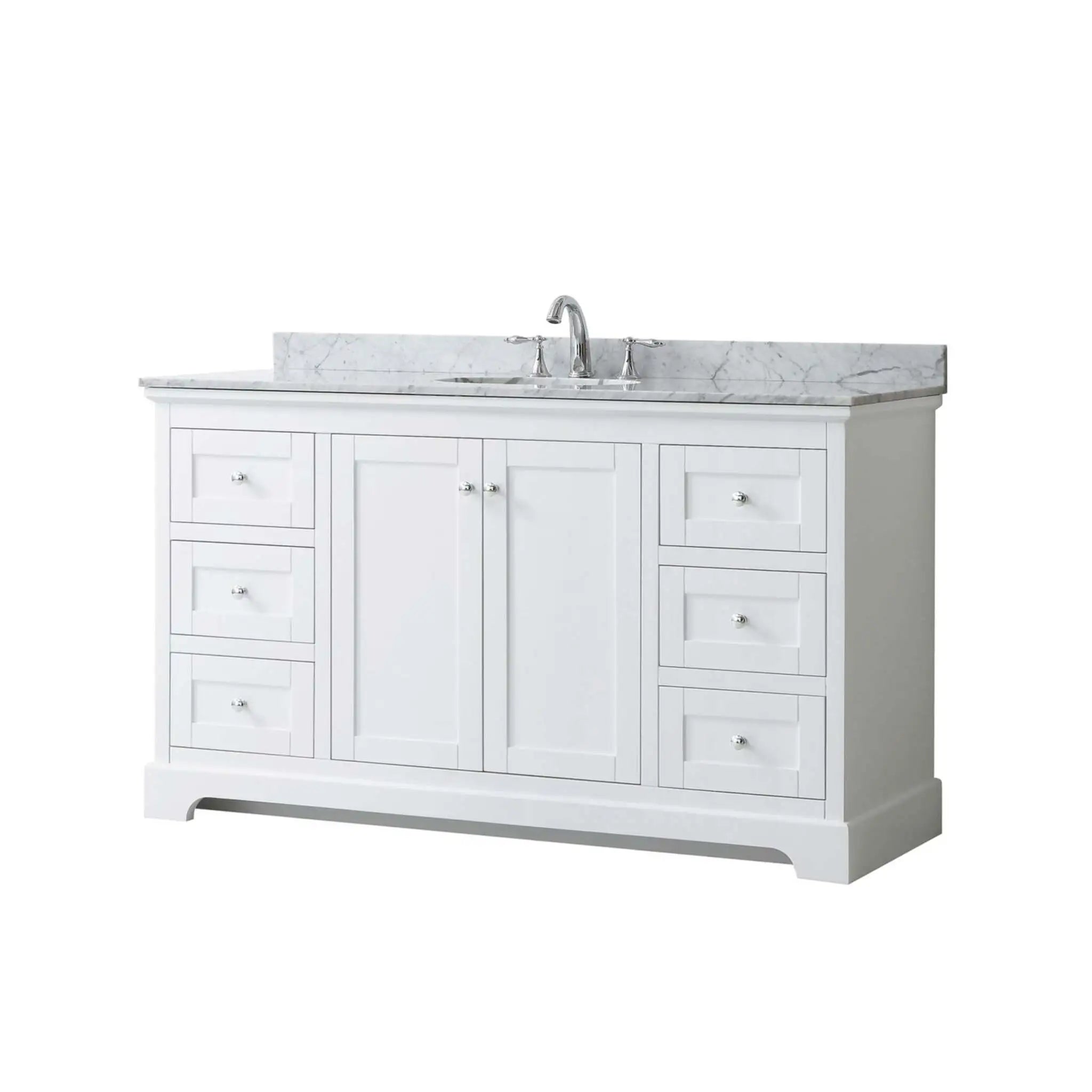 60" Avery Single Bathroom Vanity in White with Polished Chrome Trim by Wyndham