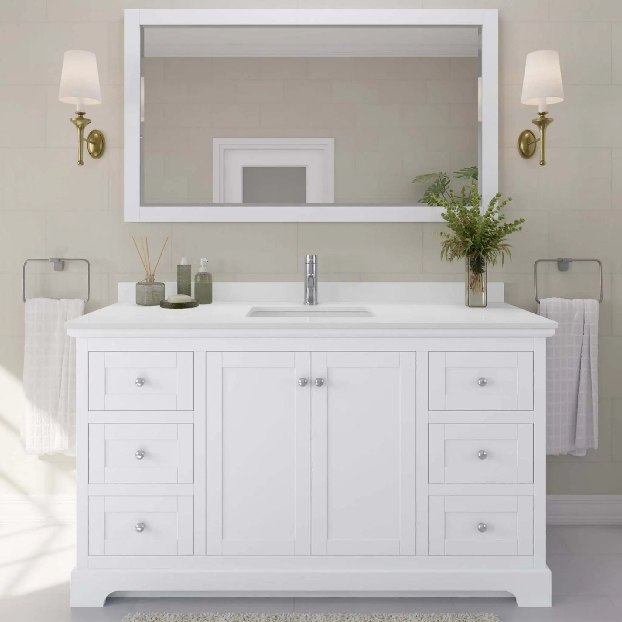 60" Avery Single Bathroom Vanity in White with Polished Chrome Trim by Wyndham