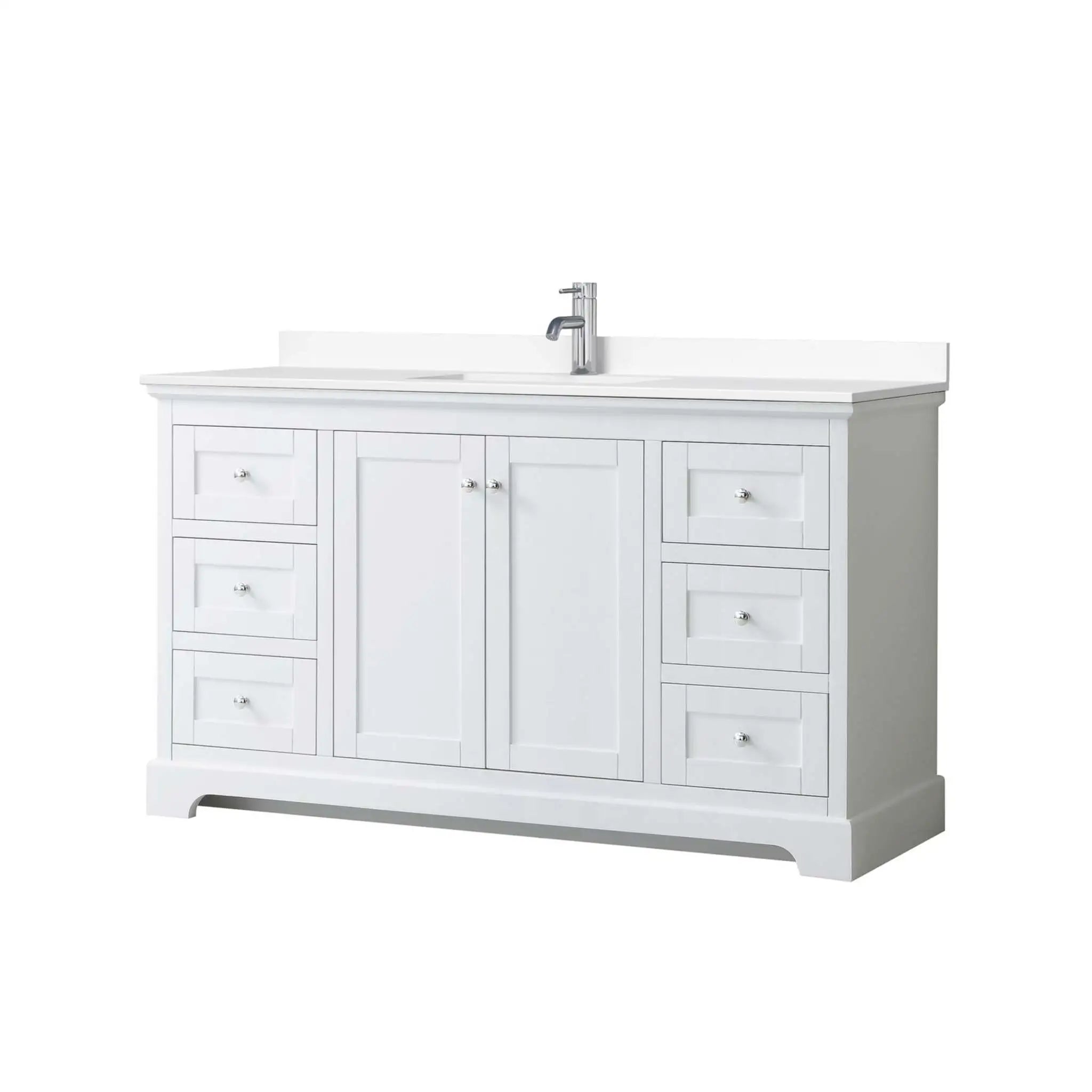 60" Avery Single Bathroom Vanity in White with Polished Chrome Trim by Wyndham