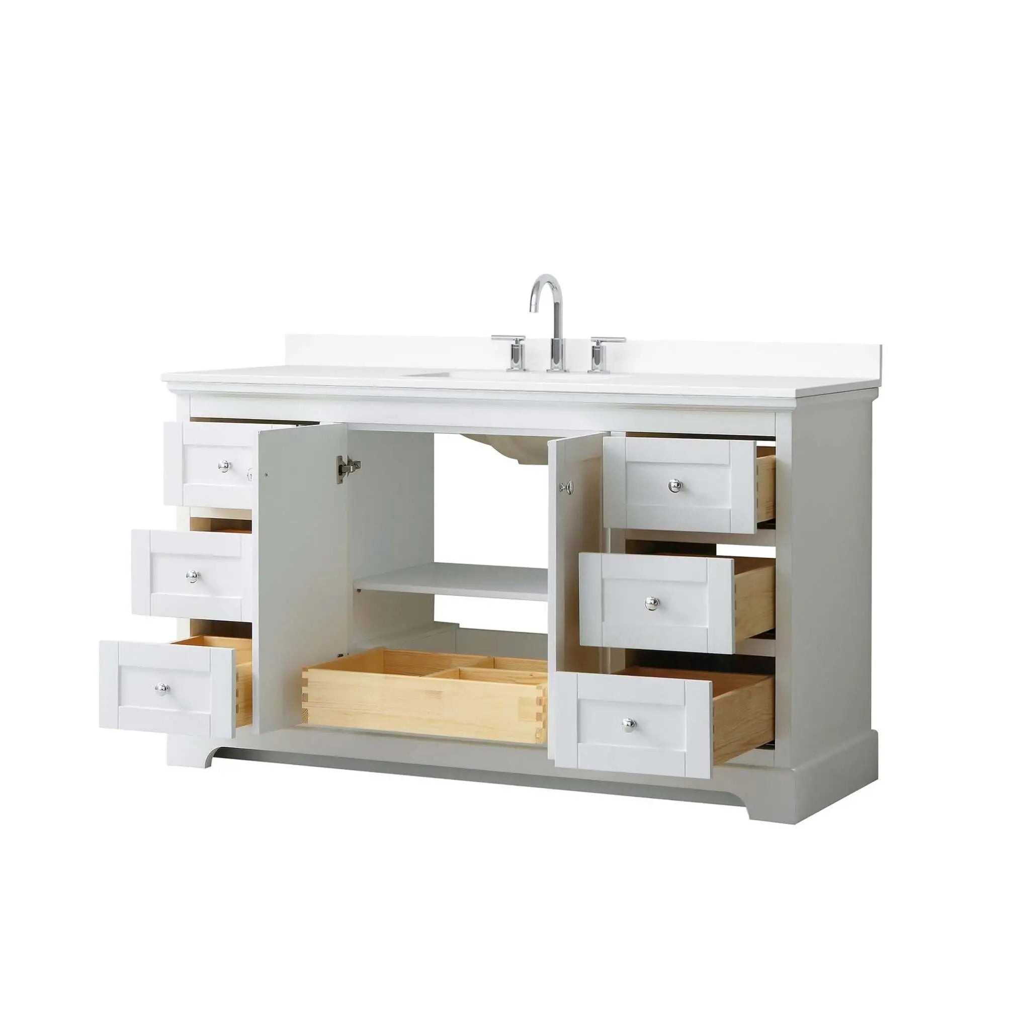 60" Avery Single Bathroom Vanity in White with Polished Chrome Trim by Wyndham