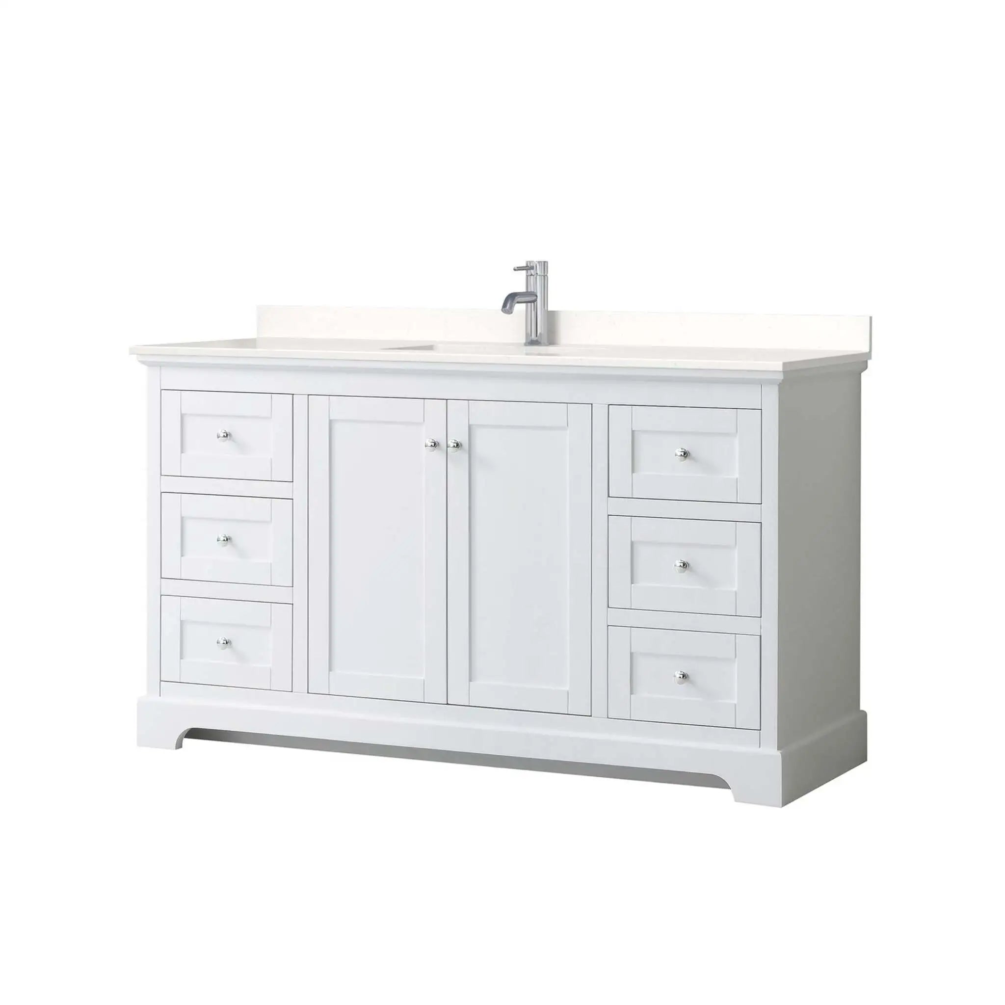 60" Avery Single Bathroom Vanity in White with Polished Chrome Trim by Wyndham