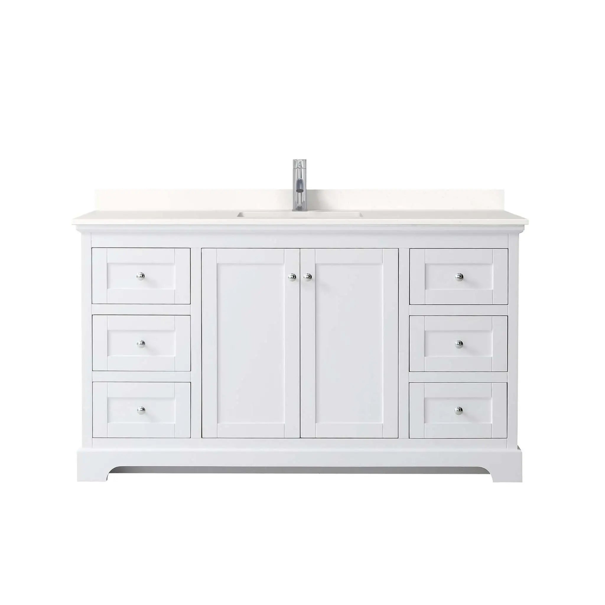 60" Avery Single Bathroom Vanity in White with Polished Chrome Trim by Wyndham