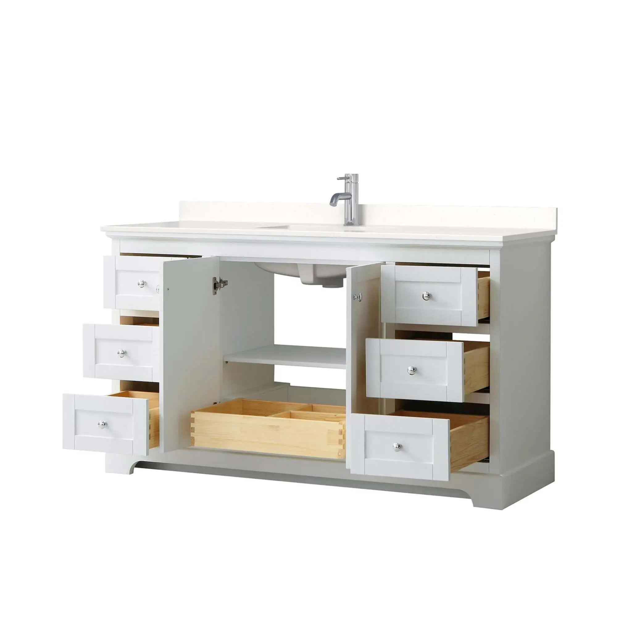 60" Avery Single Bathroom Vanity in White with Polished Chrome Trim by Wyndham