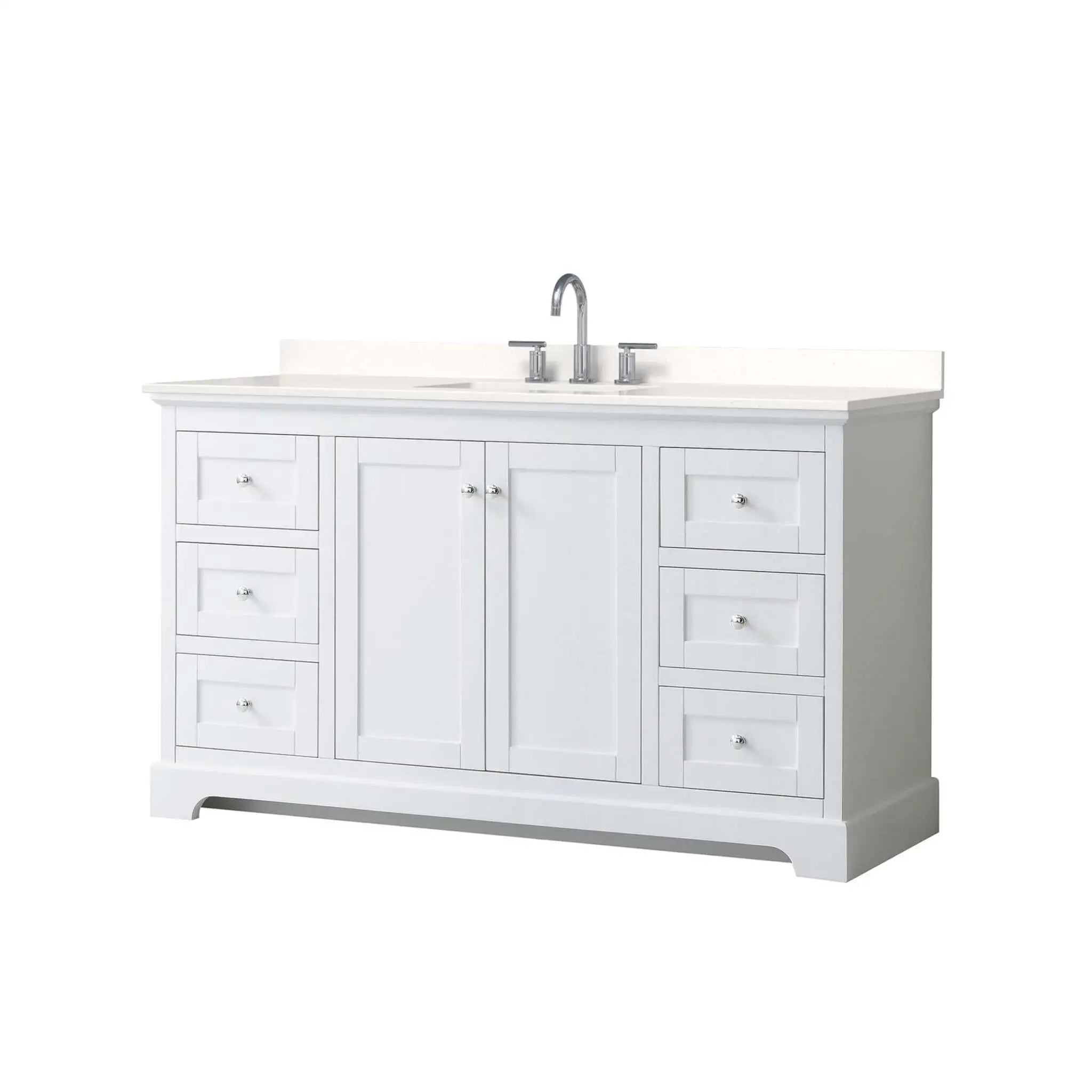 60" Avery Single Bathroom Vanity in White with Polished Chrome Trim by Wyndham