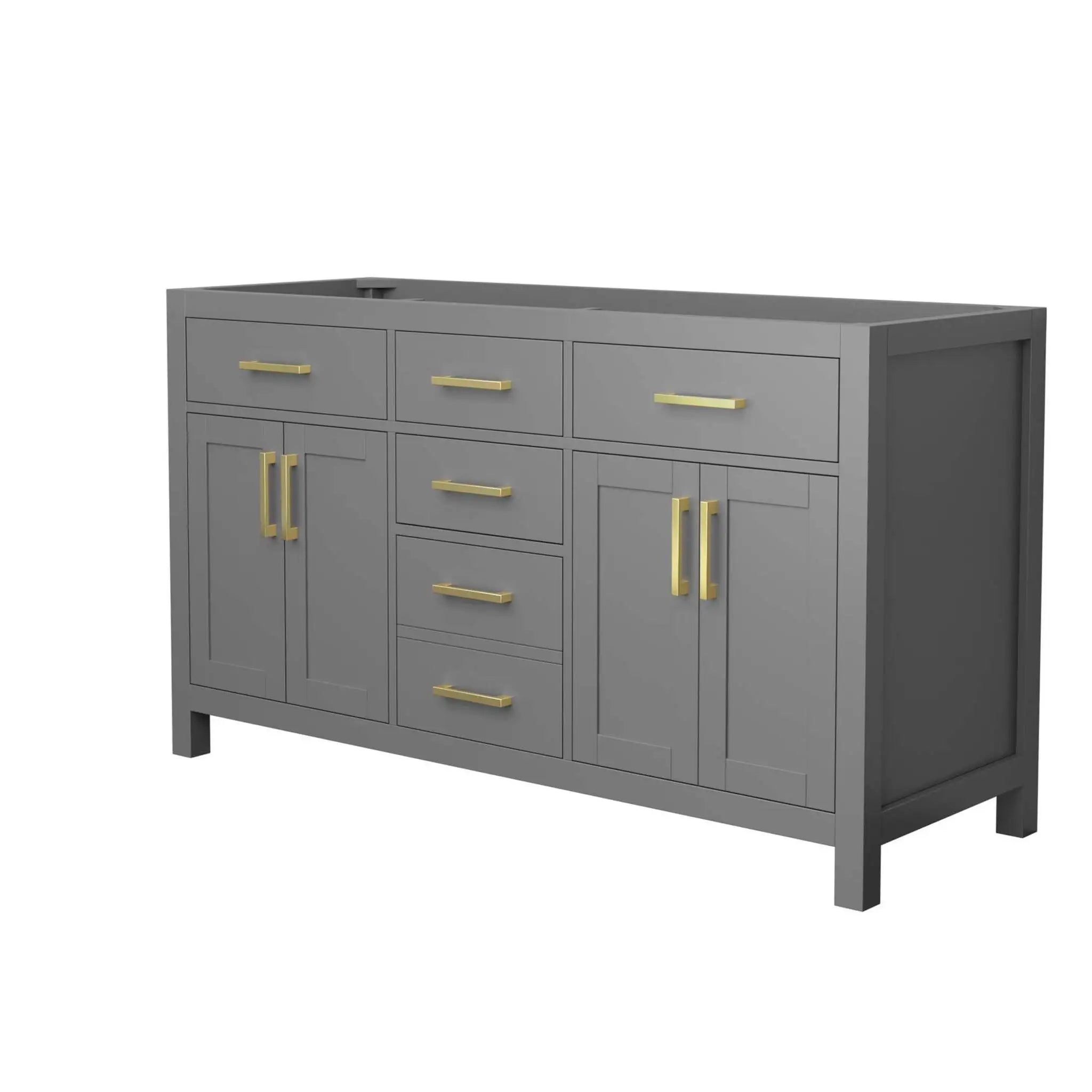 60" Beckett Double Bathroom Vanity in Dark Gray with Brushed Gold Trim by Wyndham