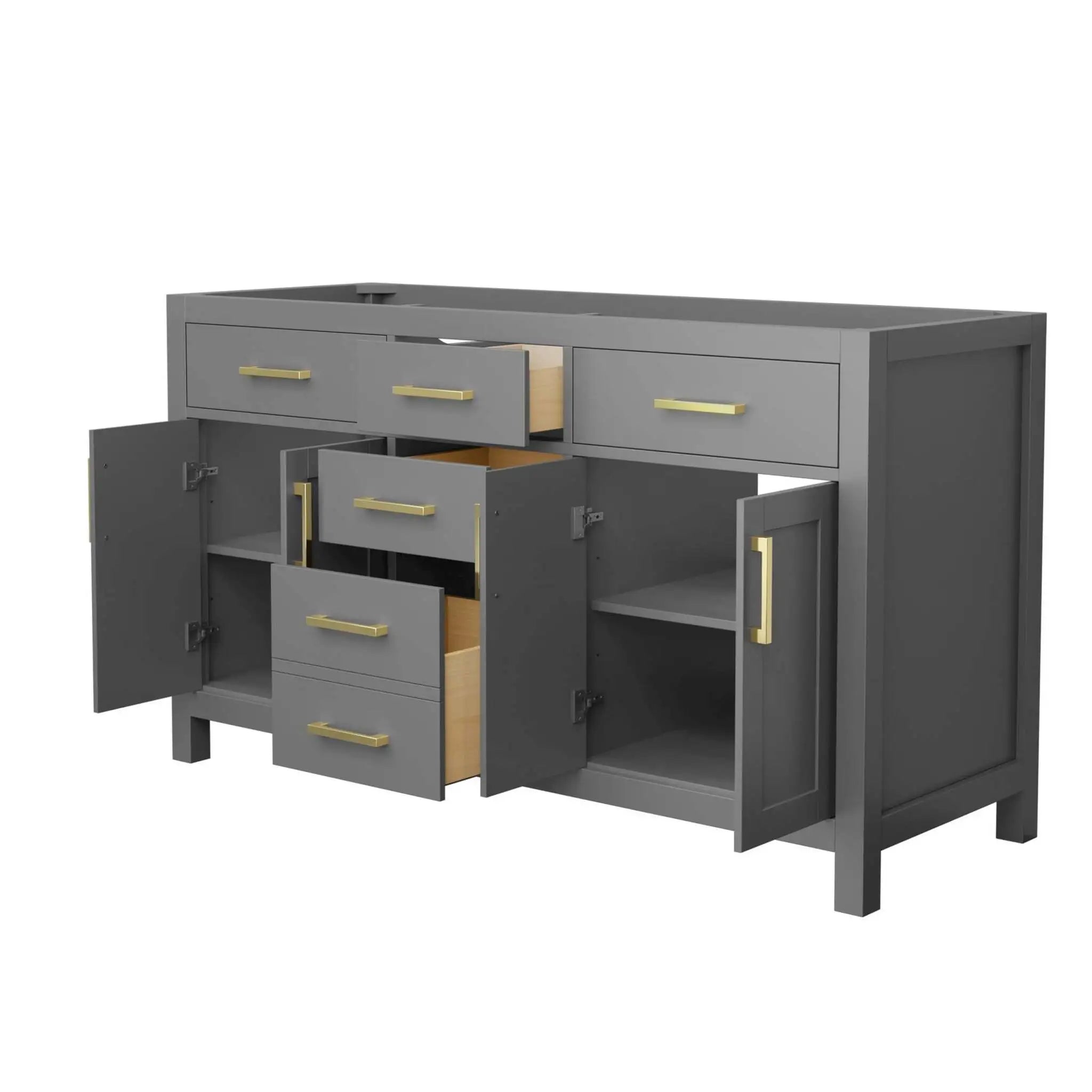 60" Beckett Double Bathroom Vanity in Dark Gray with Brushed Gold Trim by Wyndham