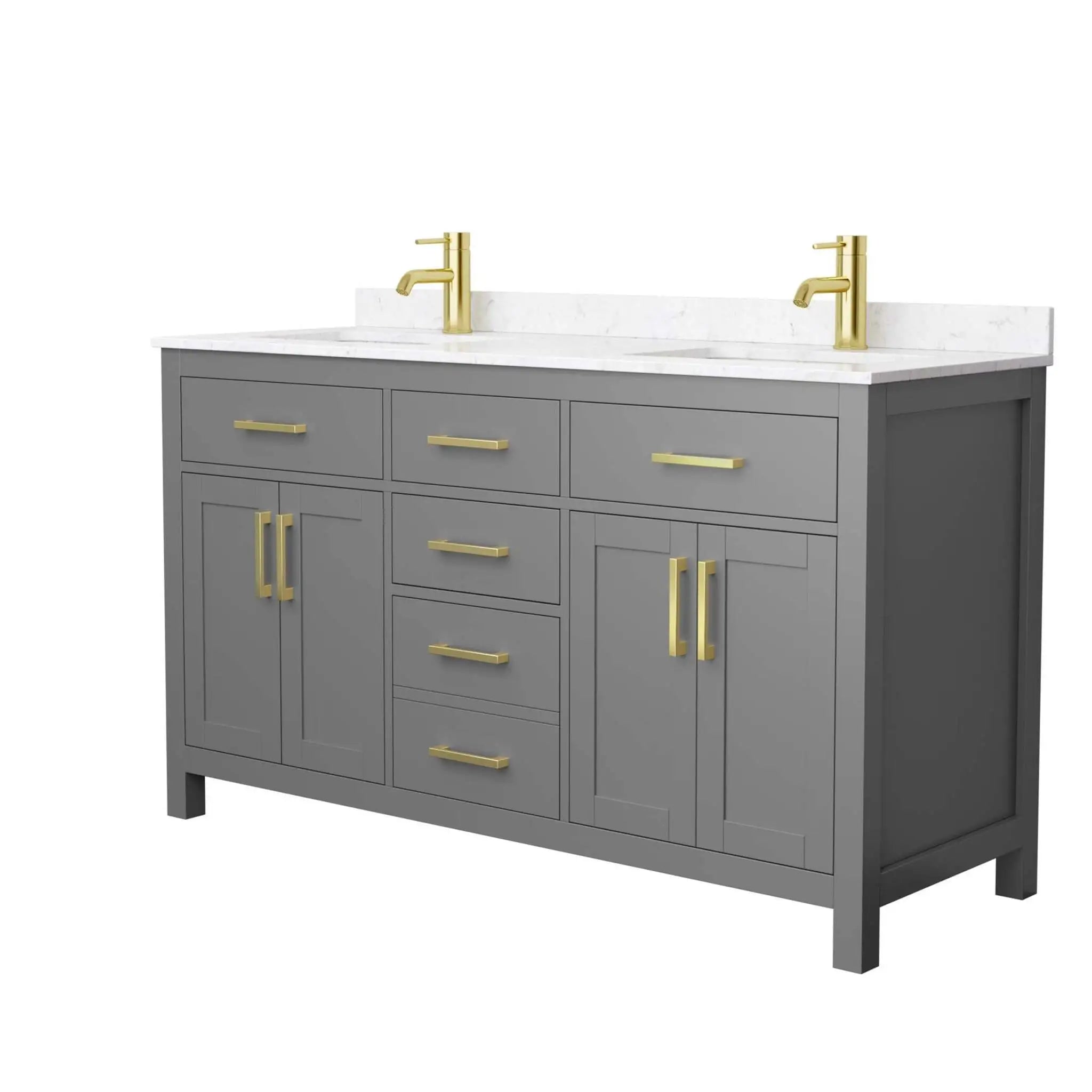 60" Beckett Double Bathroom Vanity in Dark Gray with Brushed Gold Trim by Wyndham