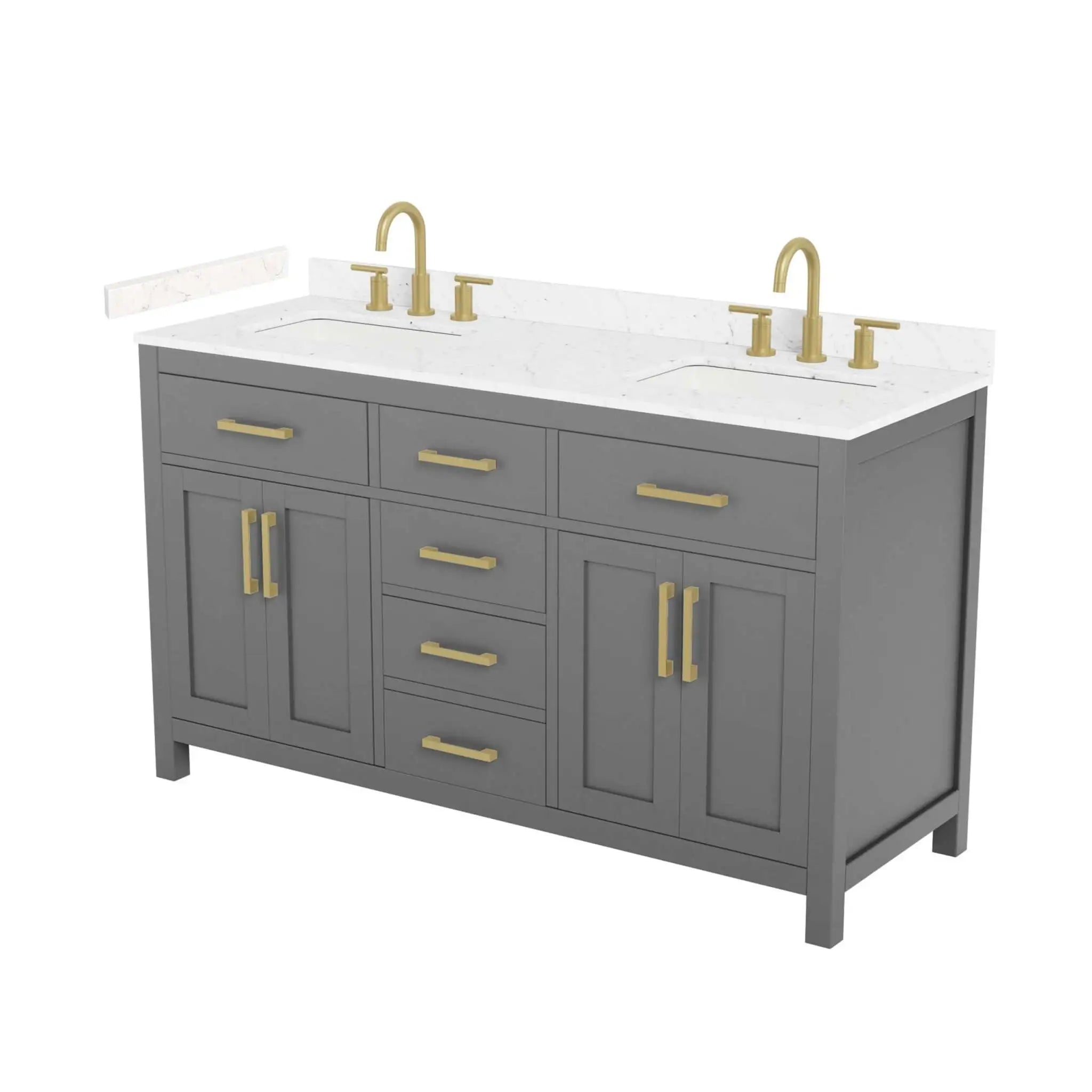 60" Beckett Double Bathroom Vanity in Dark Gray with Brushed Gold Trim by Wyndham