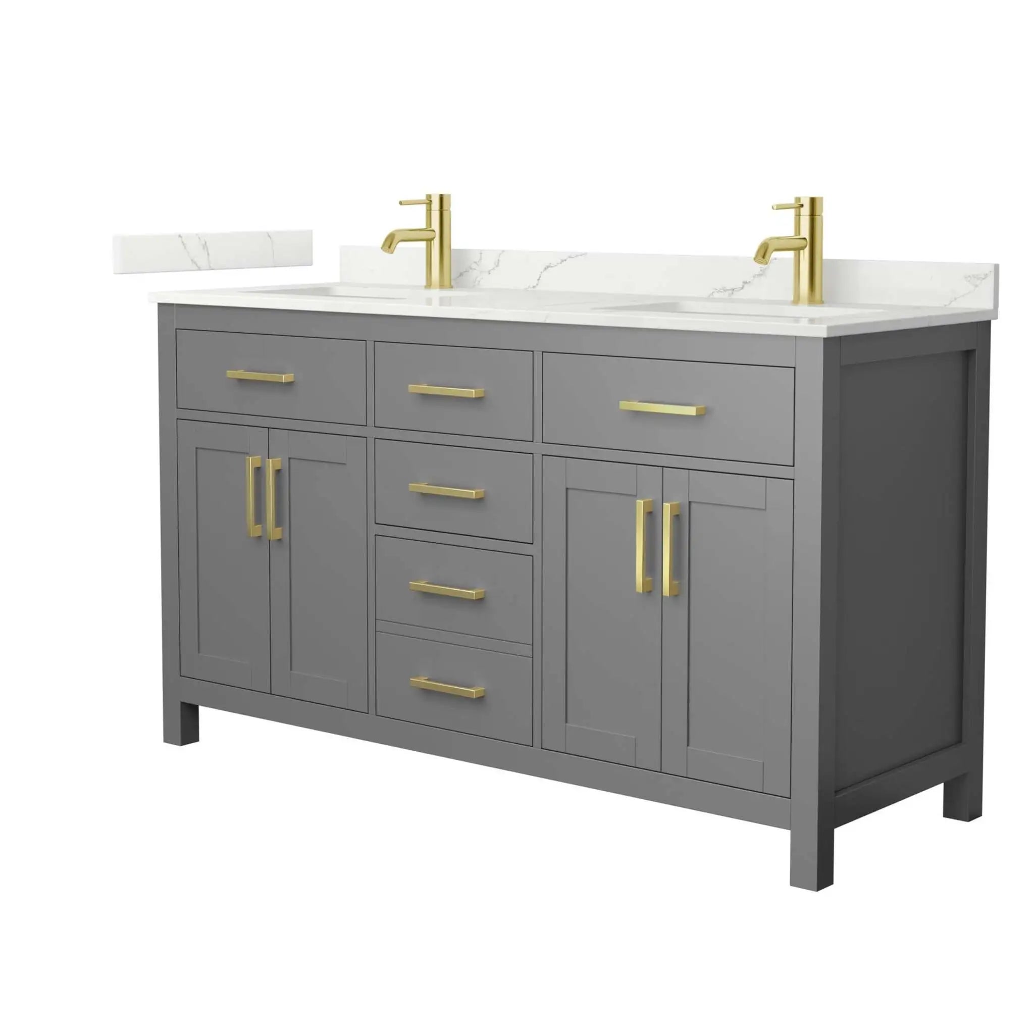 60" Beckett Double Bathroom Vanity in Dark Gray with Brushed Gold Trim by Wyndham