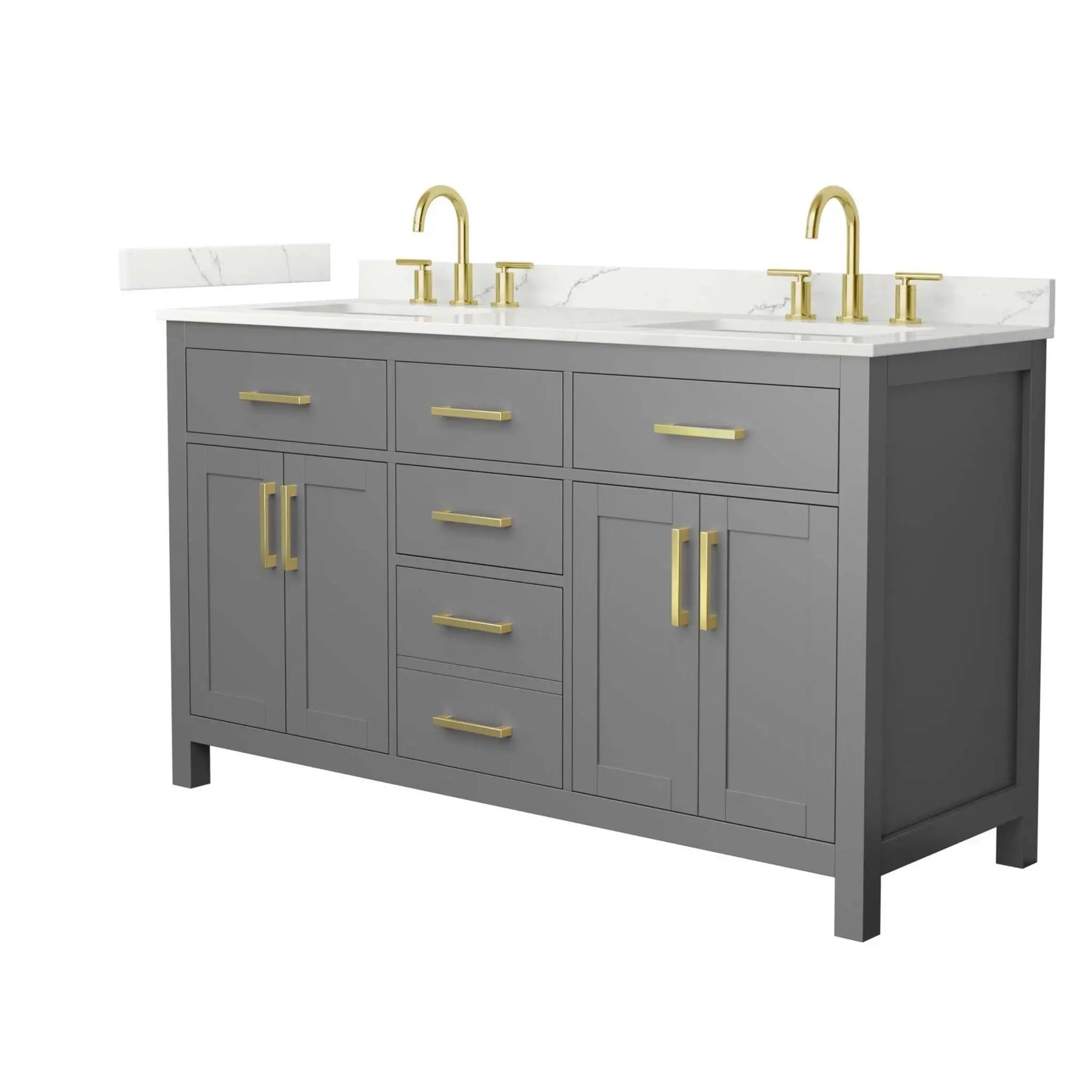 60" Beckett Double Bathroom Vanity in Dark Gray with Brushed Gold Trim by Wyndham
