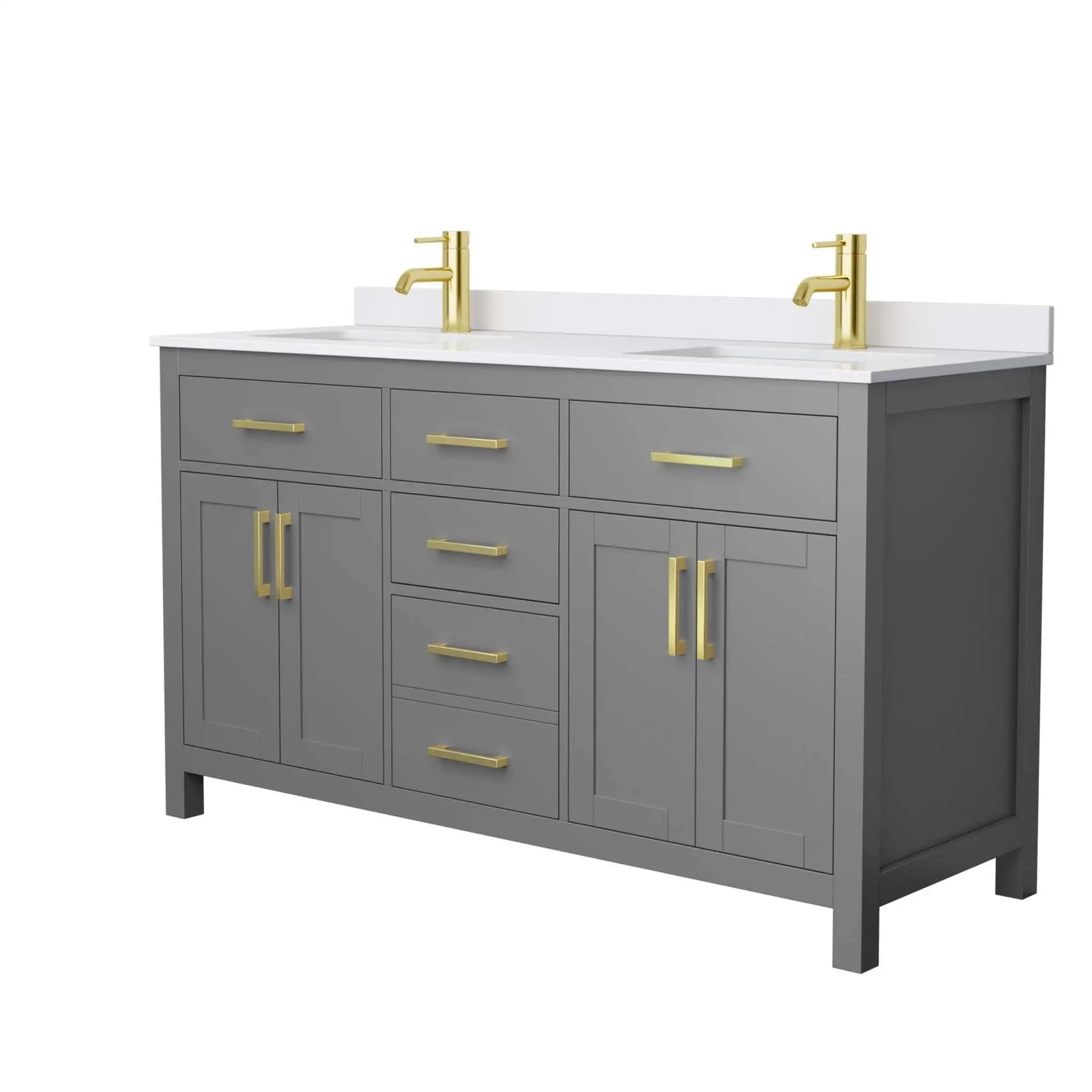 60" Beckett Double Bathroom Vanity in Dark Gray with Brushed Gold Trim by Wyndham